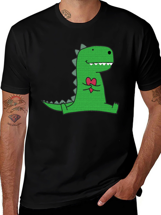 Dino Love T-Shirt - Black Cotton Graphic Tee
