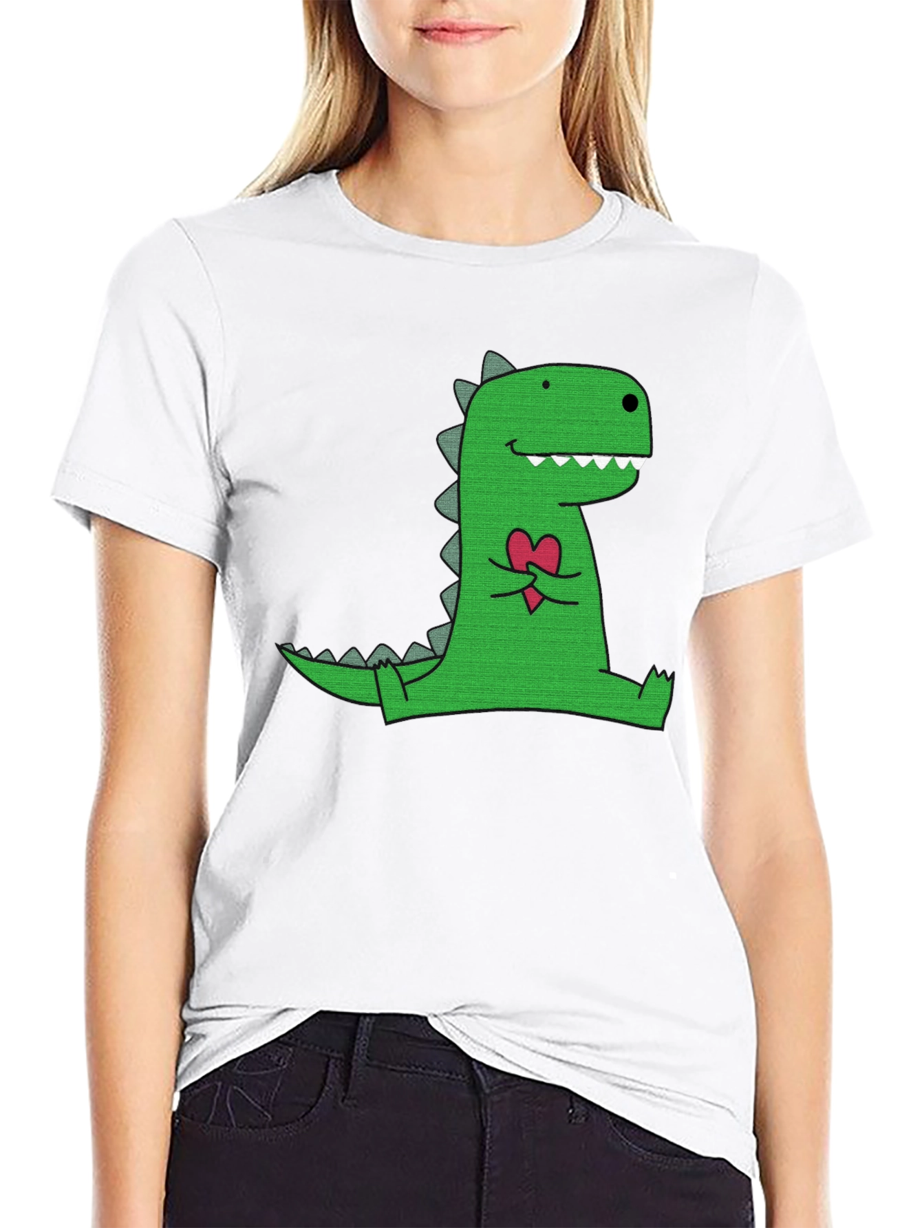 Dino Love T-Shirt - Black Cotton Graphic Tee