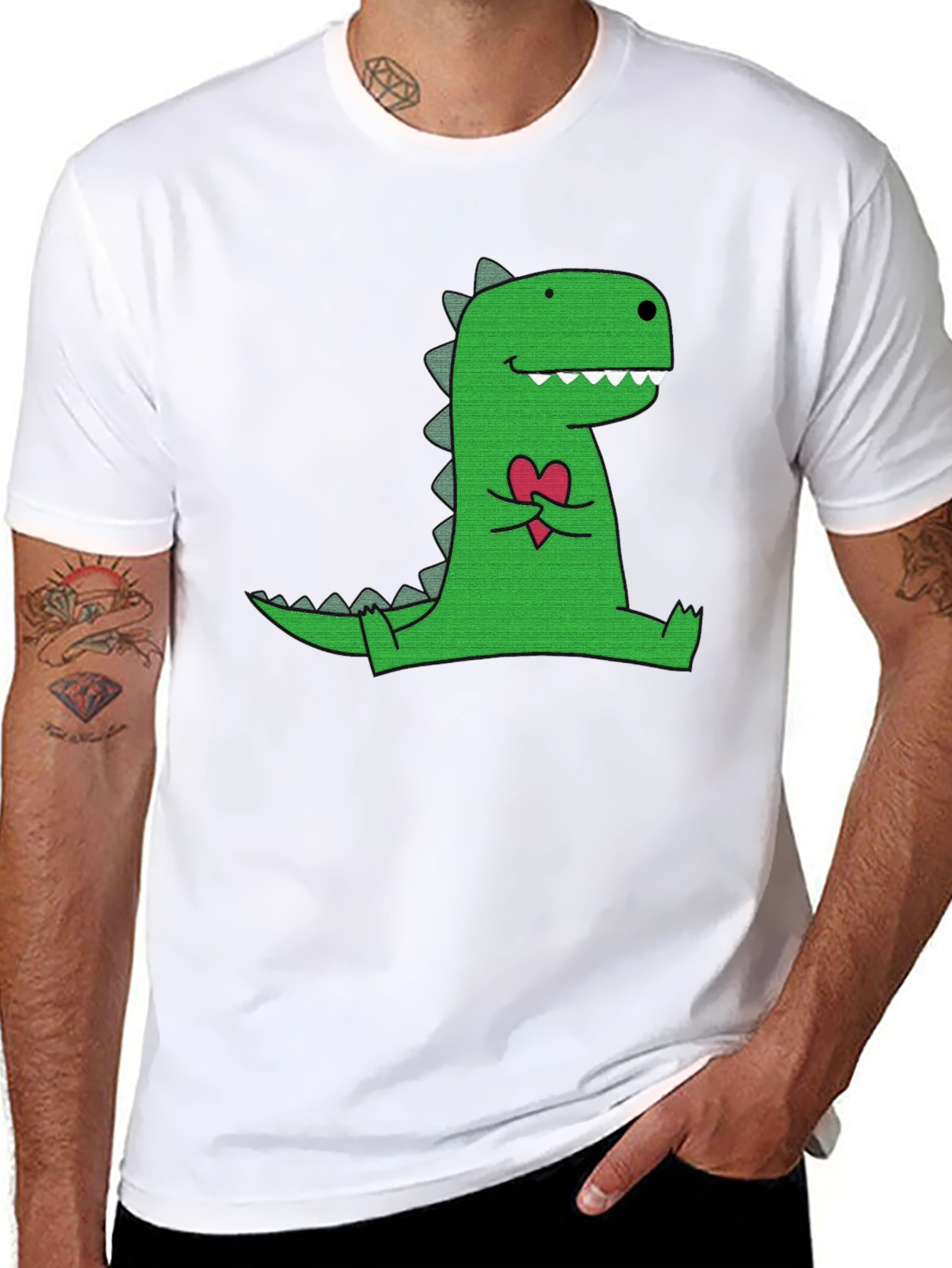 Dino Love T-Shirt - Black Cotton Graphic Tee