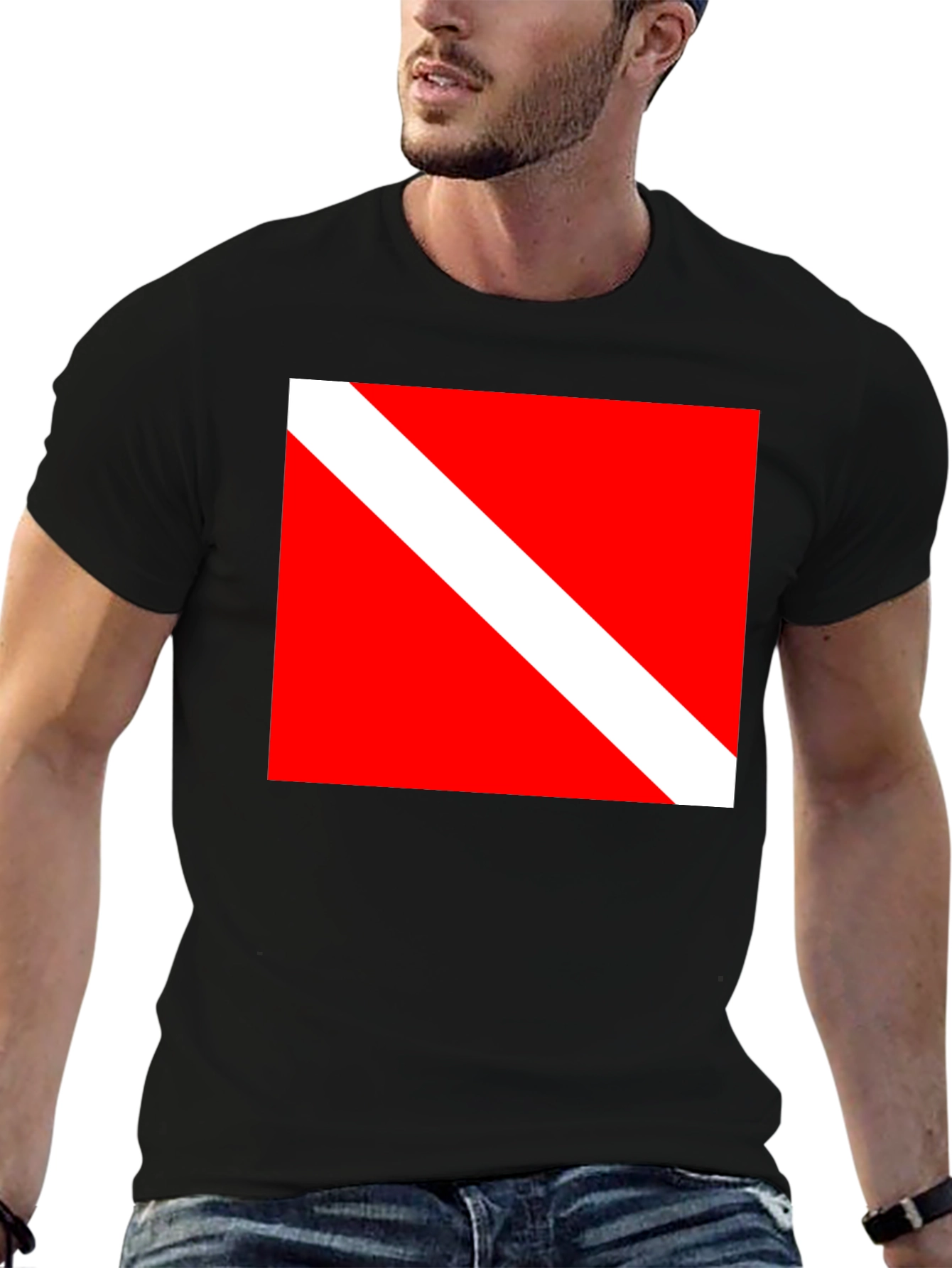 Diver Down Flag Black T-Shirt - Scuba Diving Tee