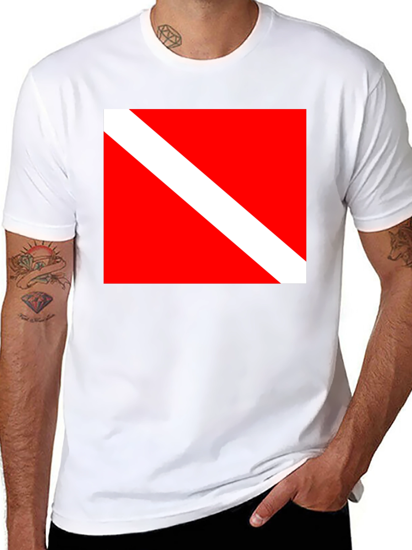 Diver Down Flag Black T-Shirt - Scuba Diving Tee