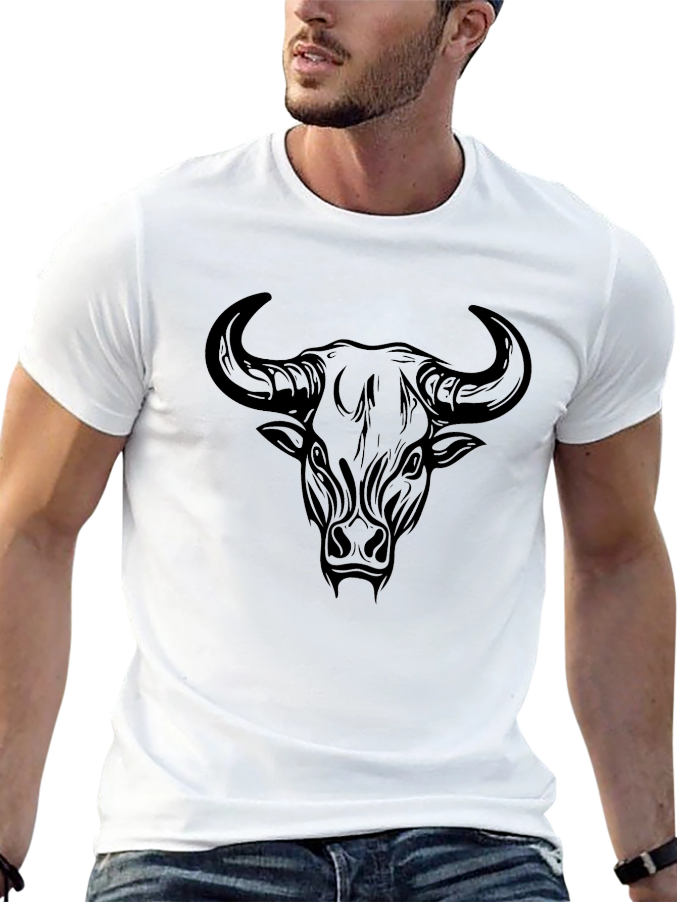 Black Bull Graphic Tee - Mens Crew Neck T-Shirt