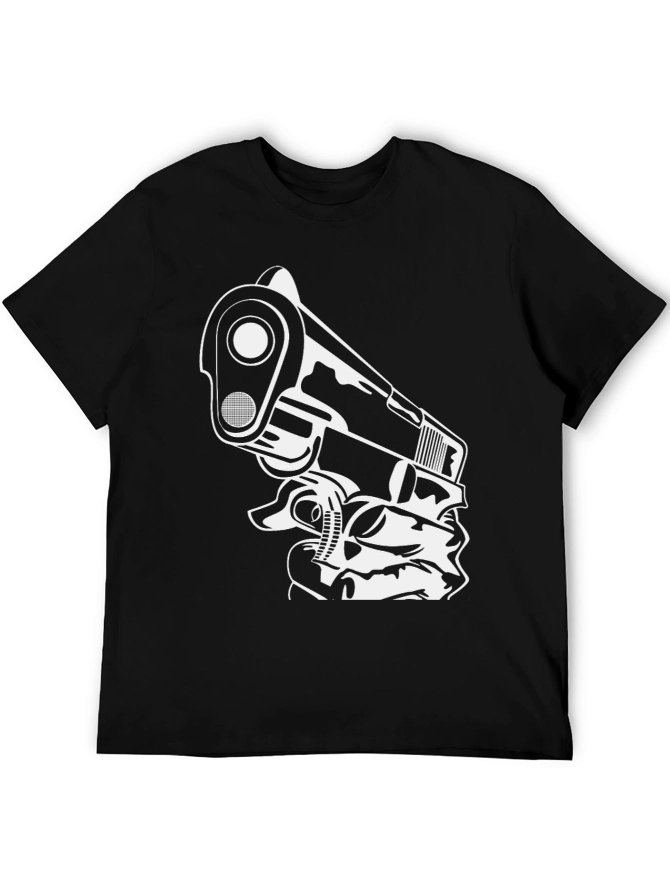 Gun Graphic Black T-Shirt - Edgy Streetwear