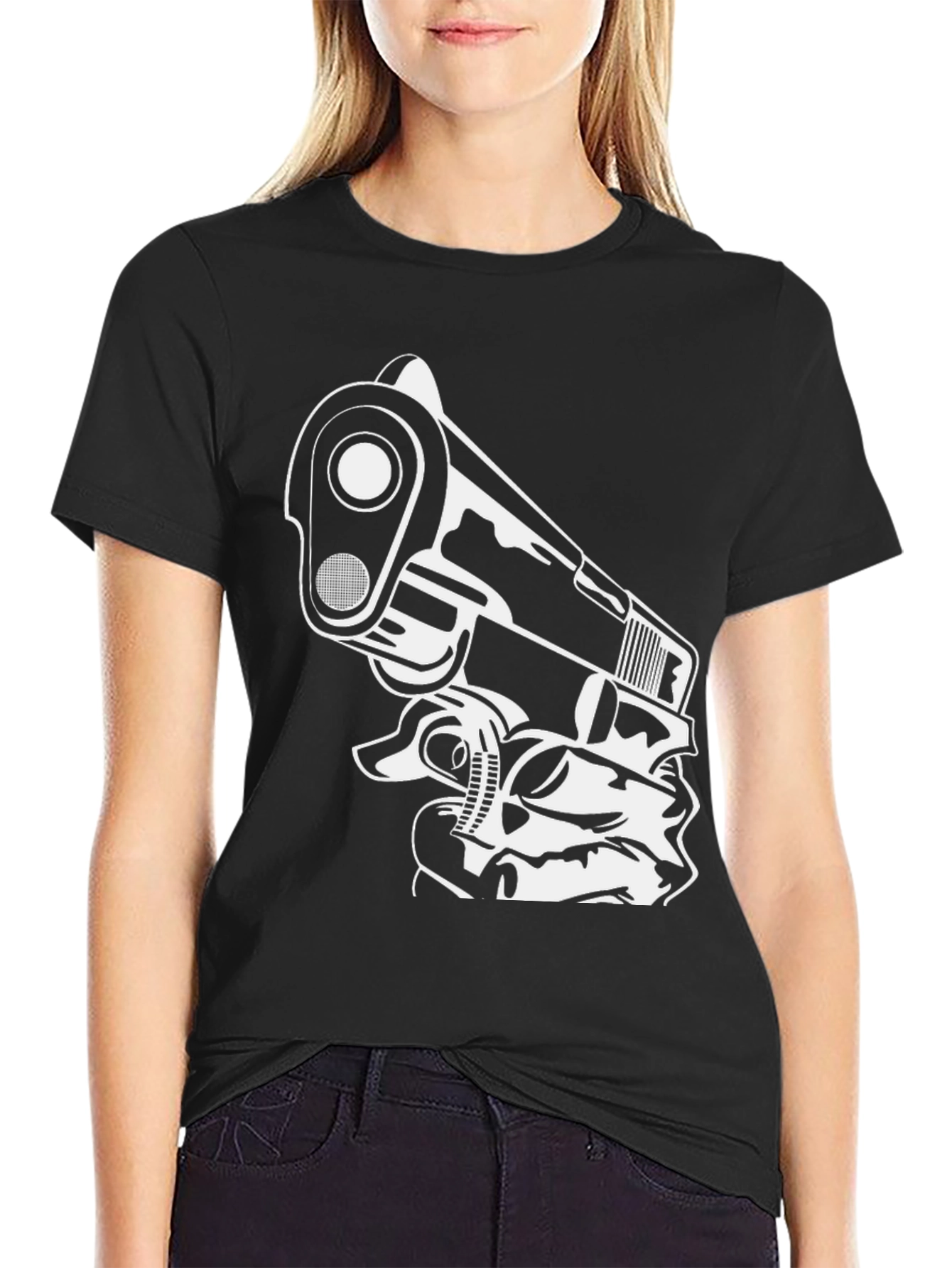 Gun Graphic Black T-Shirt - Edgy Streetwear
