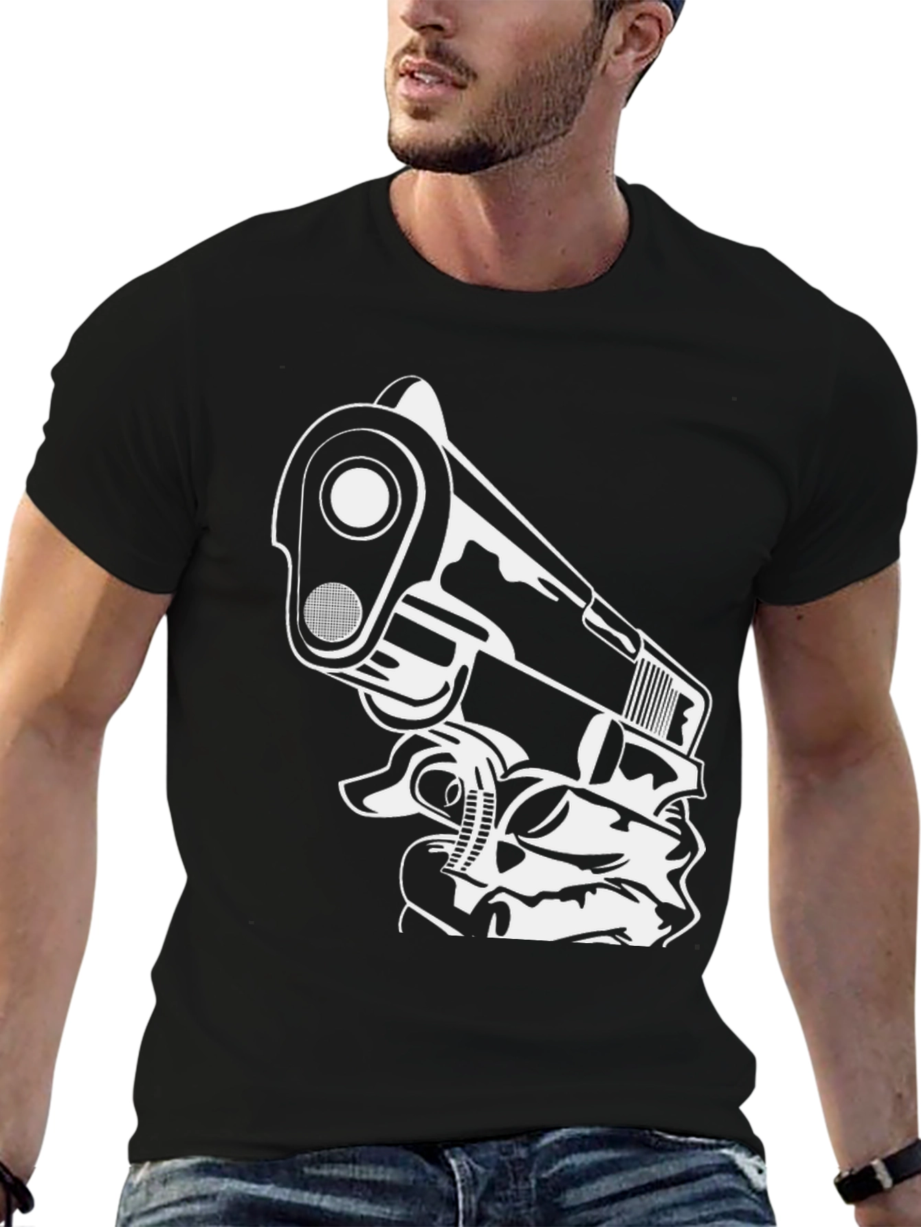 Gun Graphic Black T-Shirt - Edgy Streetwear