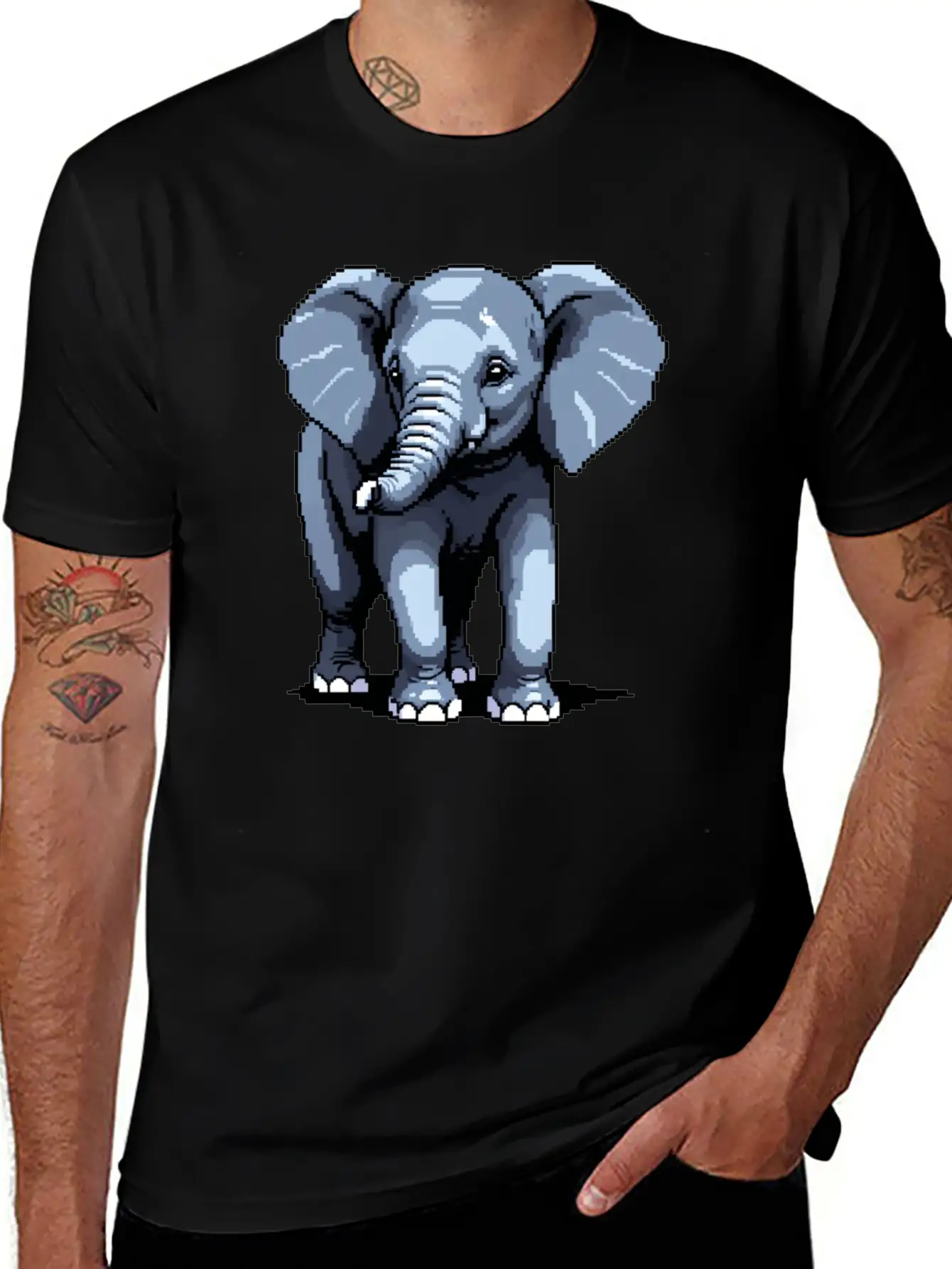 A Pixel Art Of An Elephant Unisex Casual T-Shirt – Clean Design For Daily Comfort