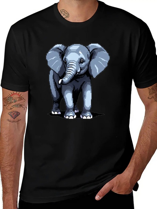 A Pixel Art Of An Elephant Unisex Casual T-Shirt – Clean Design For Daily Comfort