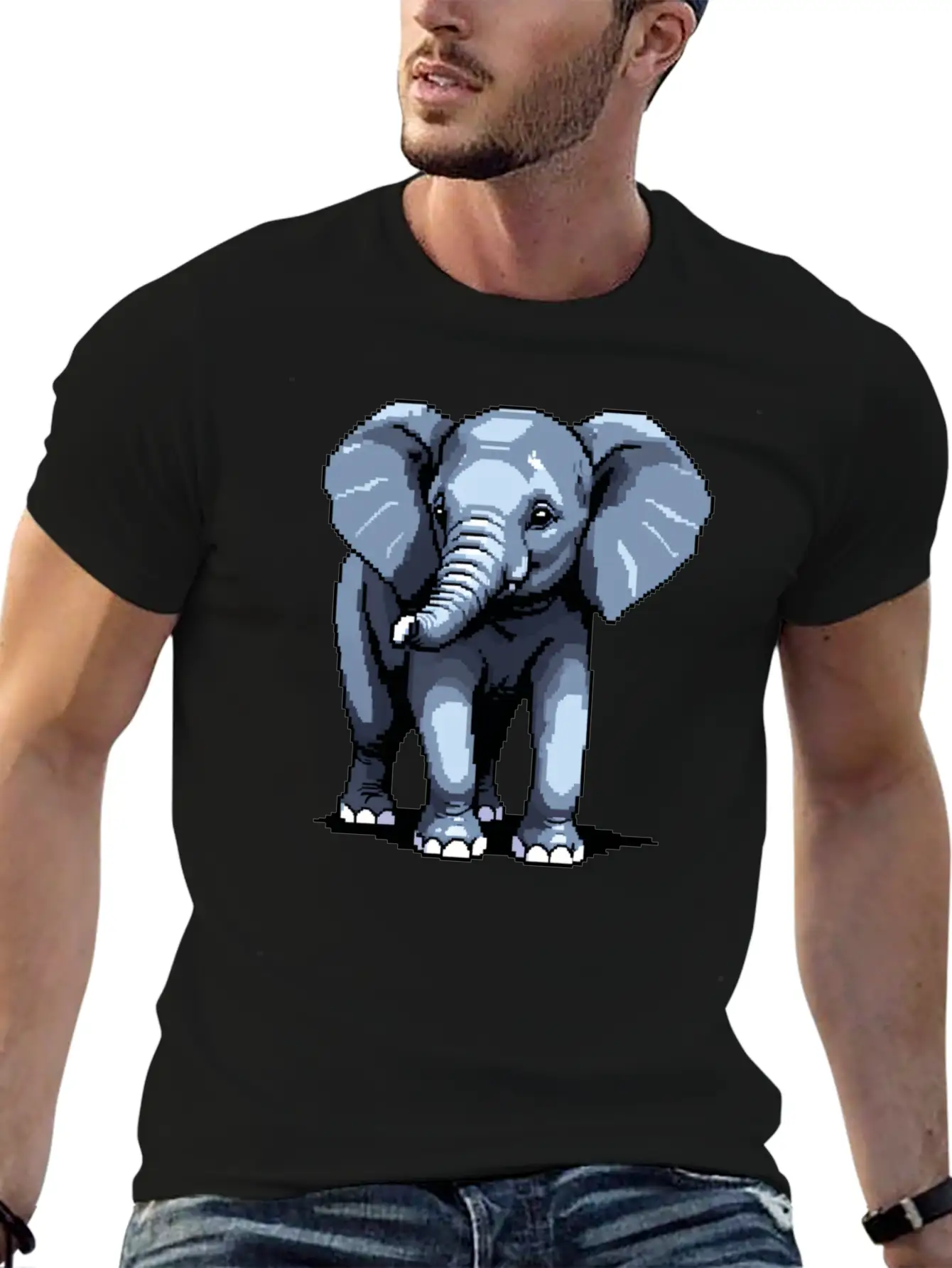 A Pixel Art Of An Elephant Unisex Casual T-Shirt – Clean Design For Daily Comfort
