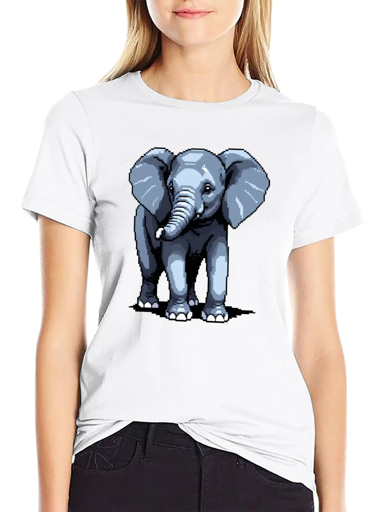A Pixel Art Of An Elephant Unisex Casual T-Shirt – Clean Design For Daily Comfort
