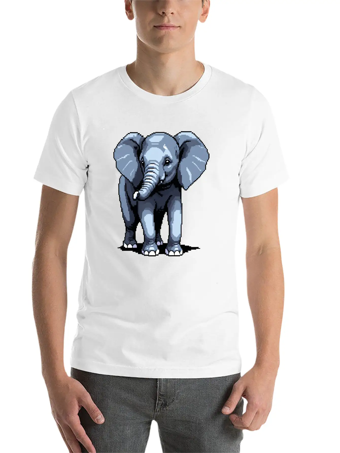 A Pixel Art Of An Elephant Unisex Casual T-Shirt – Clean Design For Daily Comfort