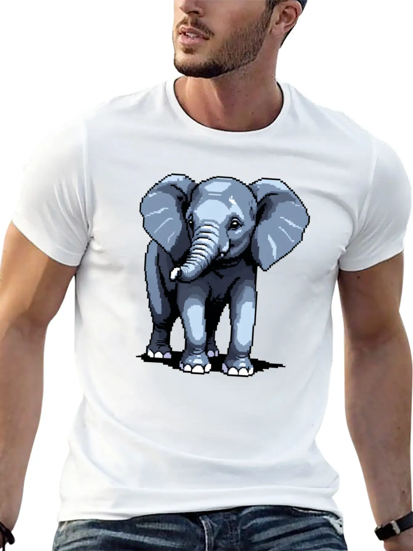 A Pixel Art Of An Elephant Unisex Casual T-Shirt – Clean Design For Daily Comfort