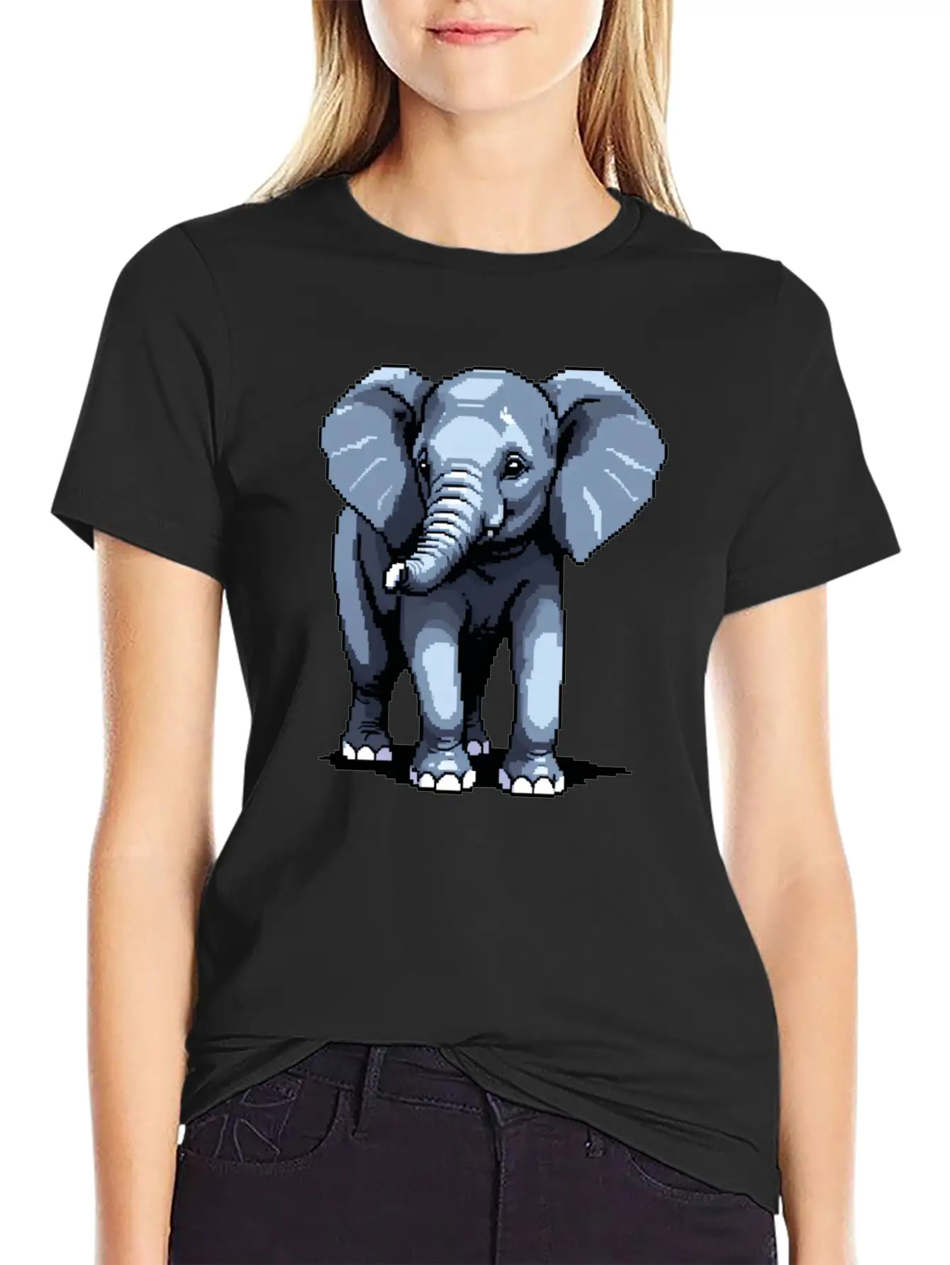 A Pixel Art Of An Elephant Unisex Casual T-Shirt – Clean Design For Daily Comfort