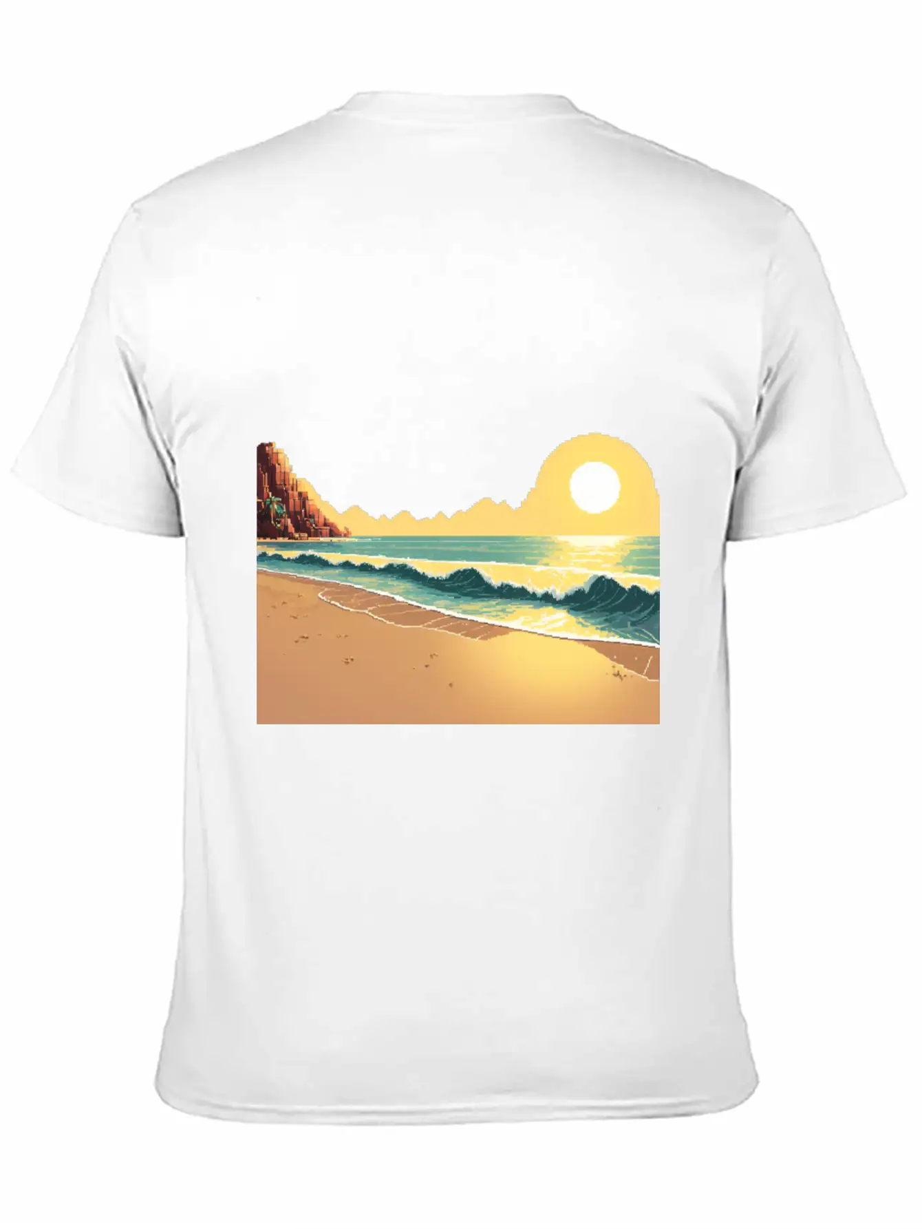 A Pixel Art Of Beach And Sun Unisex Casual T-Shirt – Clean Design For Daily Comfort
