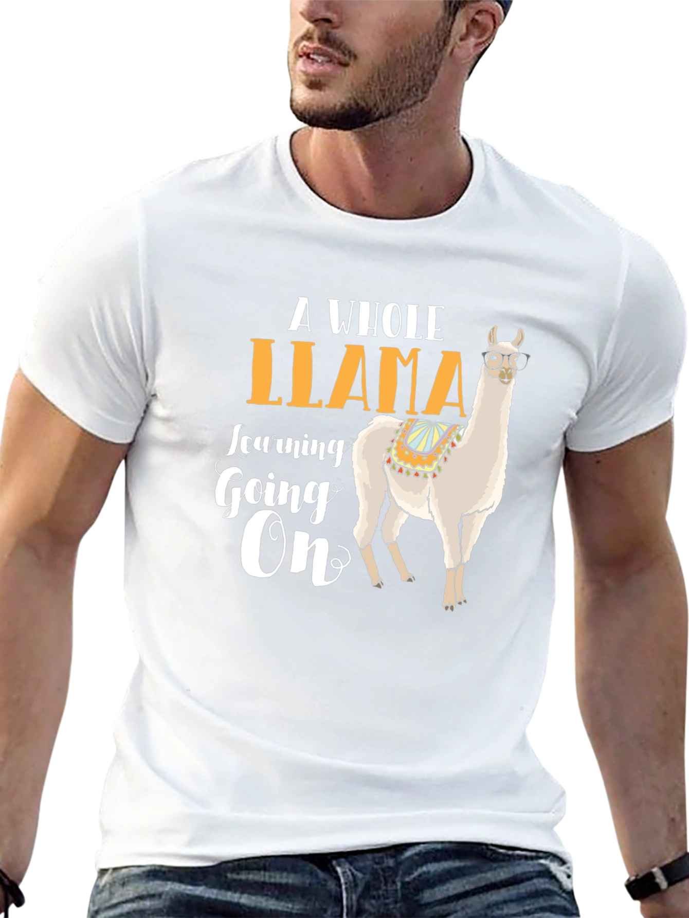 Llama Learning On T-Shirt | Fun Animal Graphic Tee