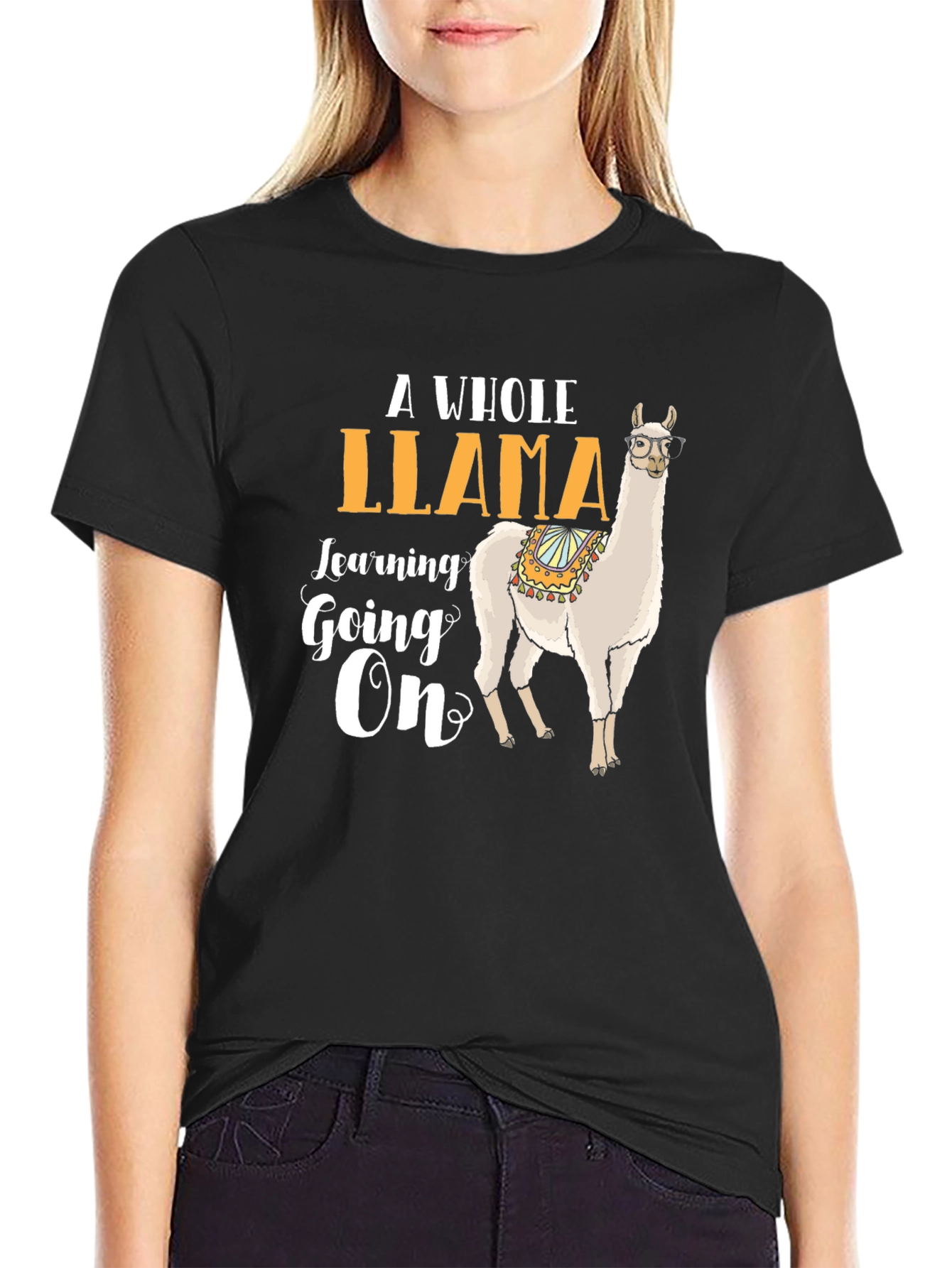 Llama Learning On T-Shirt | Fun Animal Graphic Tee