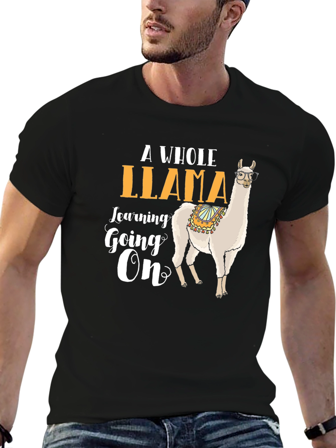 Llama Learning On T-Shirt | Fun Animal Graphic Tee