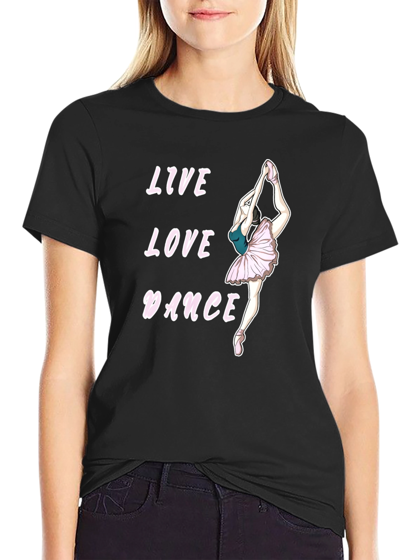 Live Love Dance Graphic Tee - Ballerina Black T-Shirt