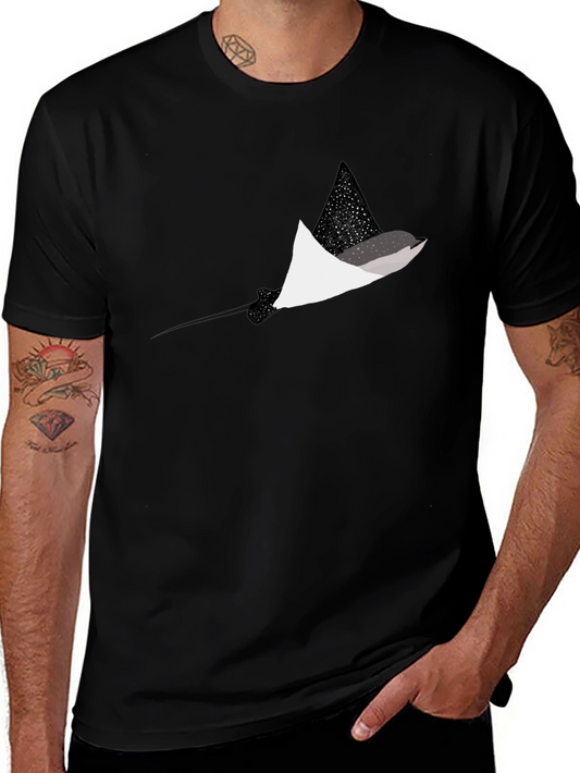 Black T-Shirt with Stingray Graphic