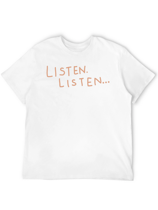 Listen T-Shirt - Black Tee with Printed Text