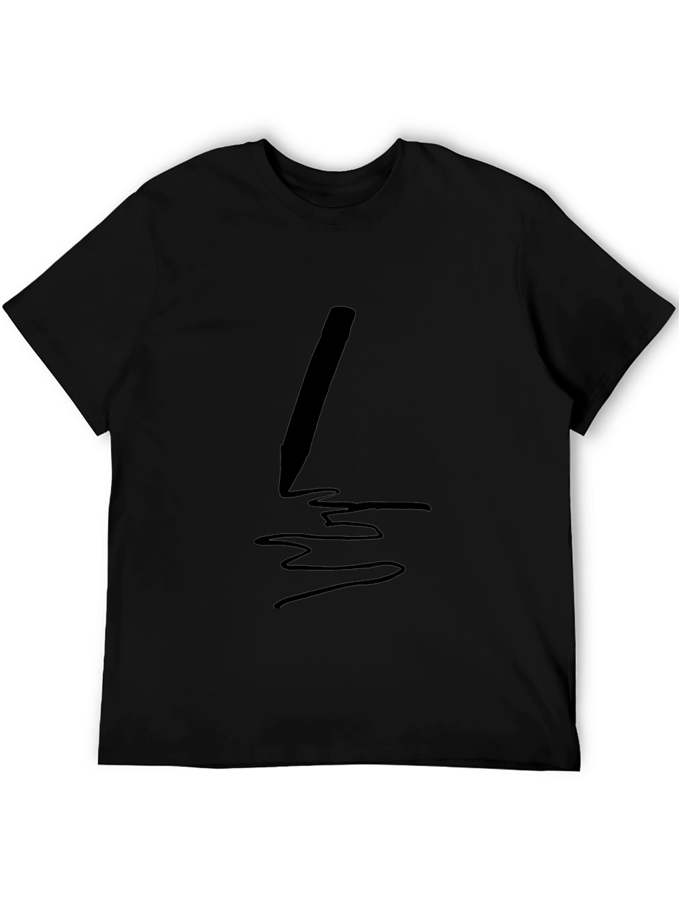 Mens Black T-Shirt with Pen Graphic