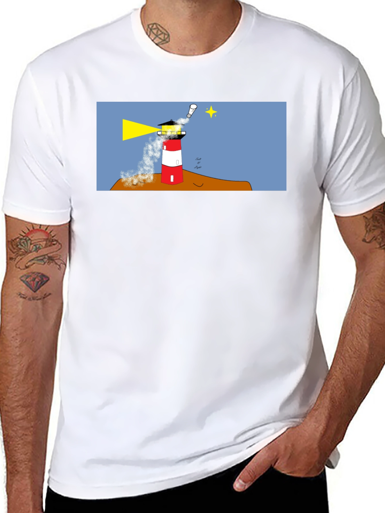 Lighthouse Graphic Tee - Black Cotton T-Shirt