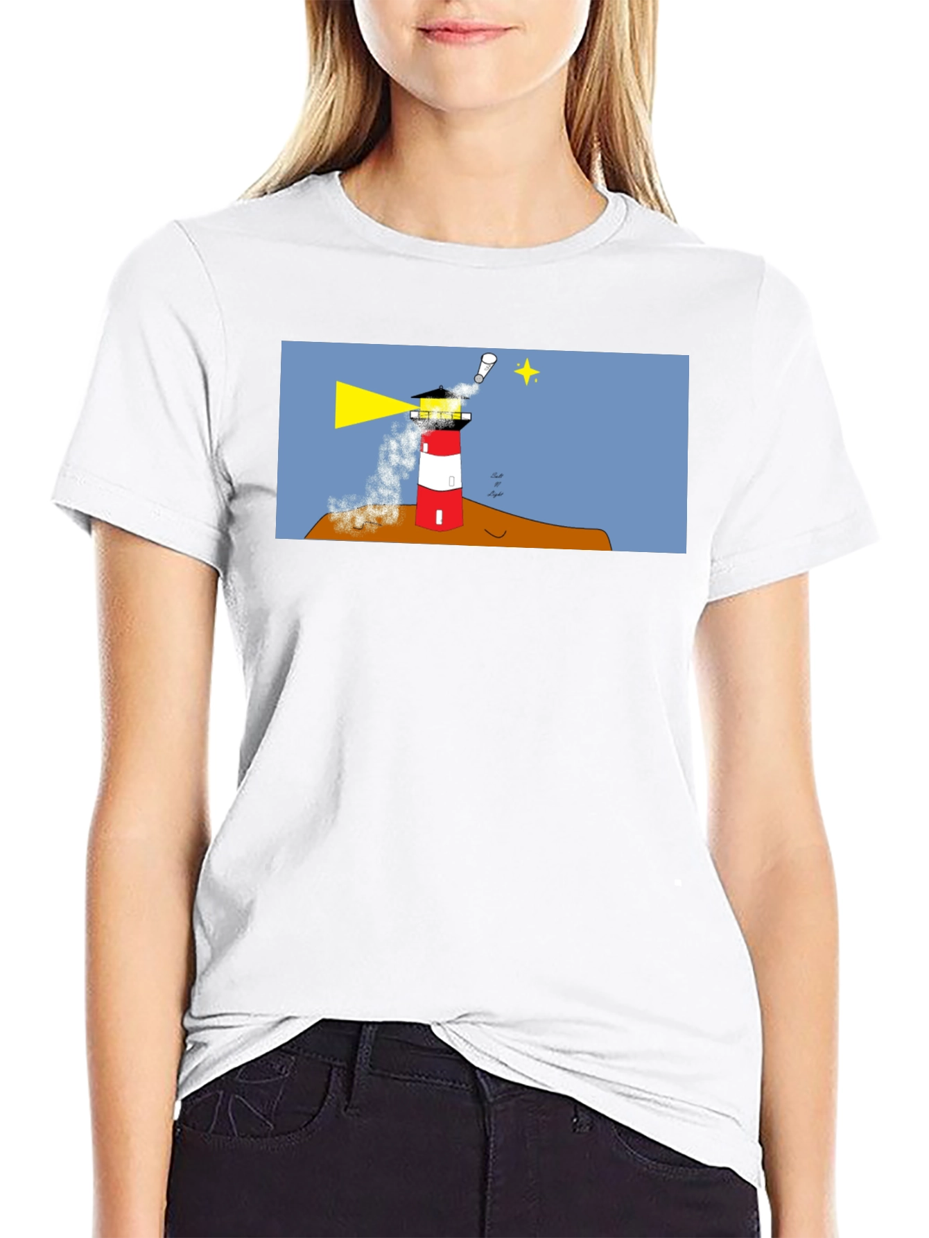 Lighthouse Graphic Tee - Black Cotton T-Shirt