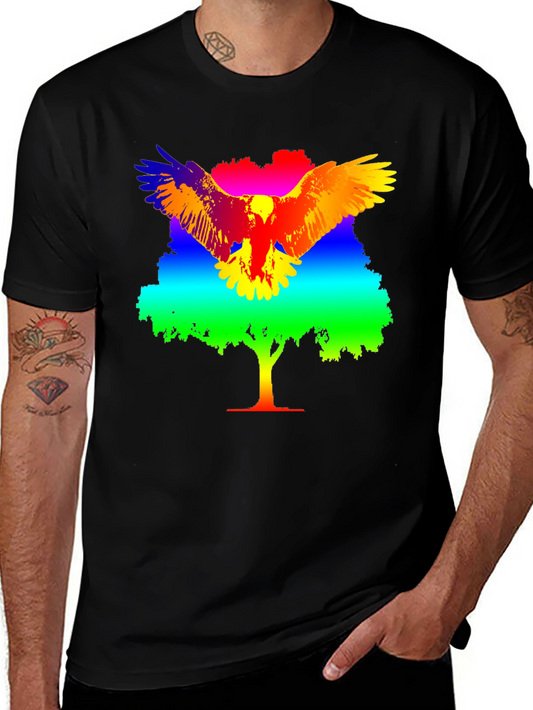 Rainbow Eagle Tree Graphic T-Shirt