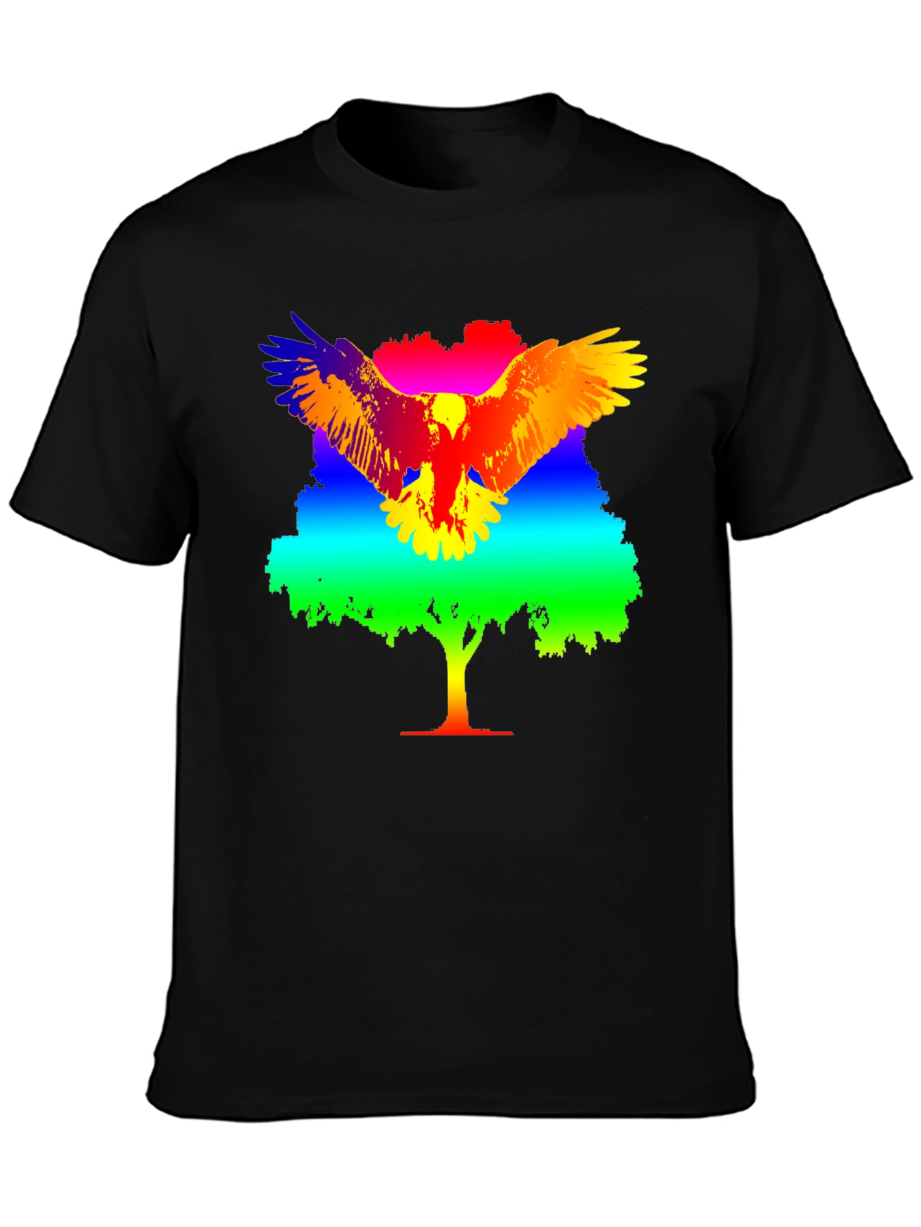 Rainbow Eagle Tree Graphic T-Shirt