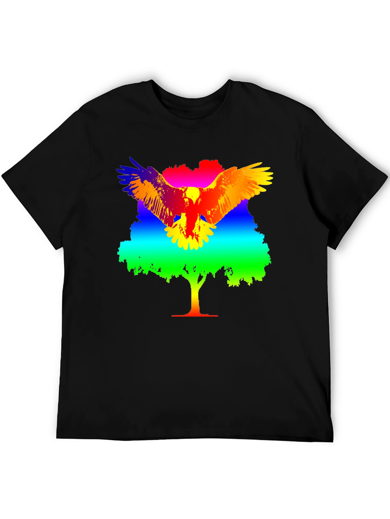 Rainbow Eagle Tree Graphic T-Shirt