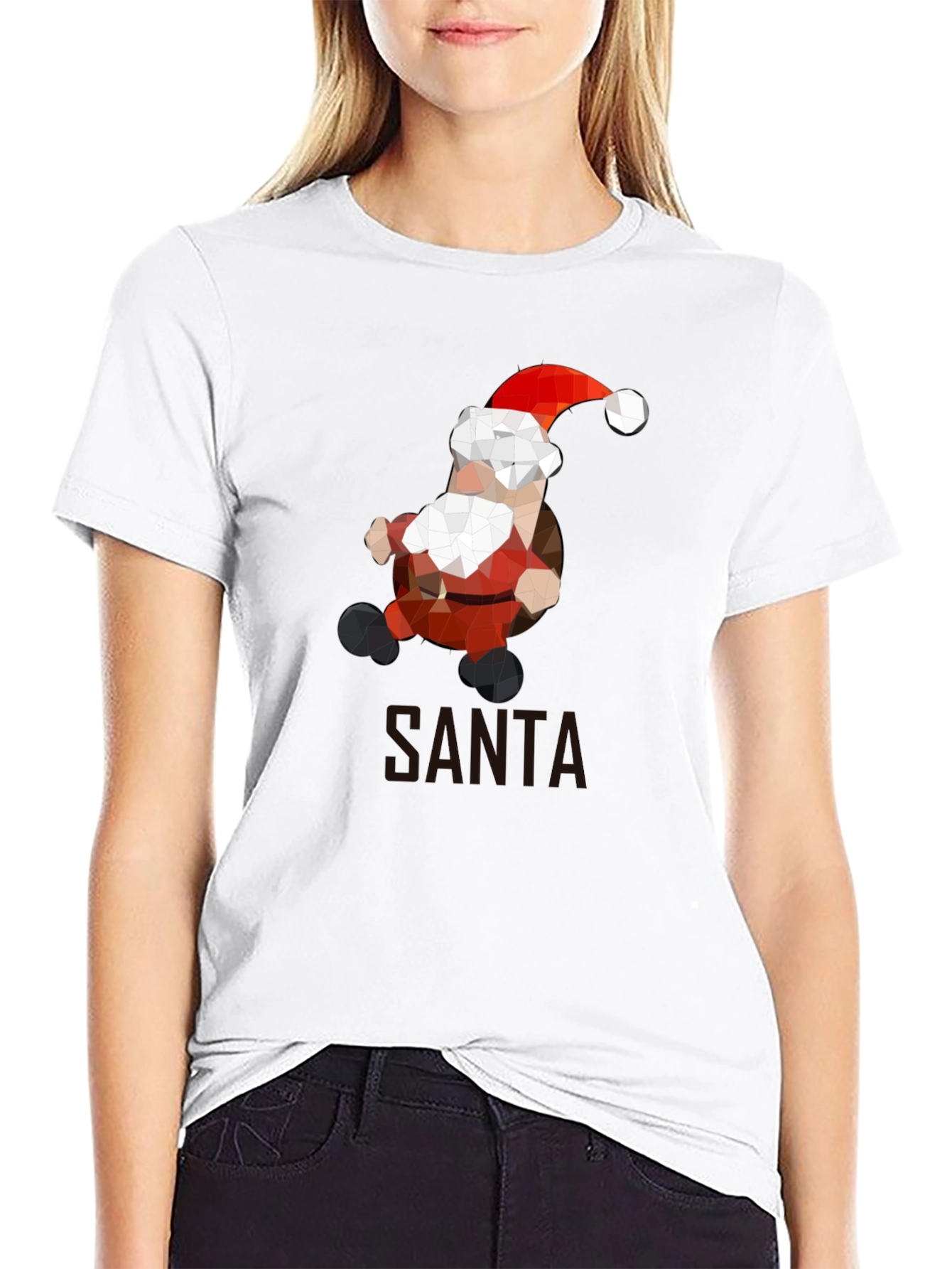 Geometric Santa T-Shirt - Holiday Style