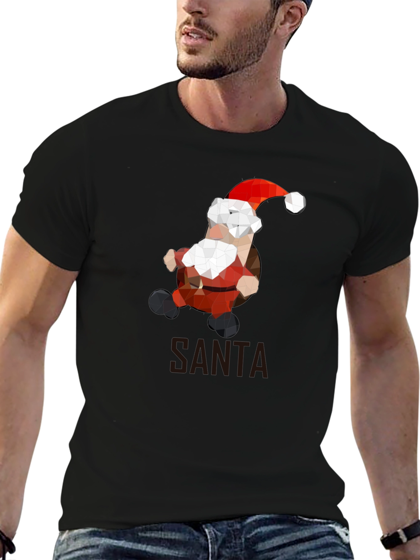 Geometric Santa T-Shirt - Holiday Style