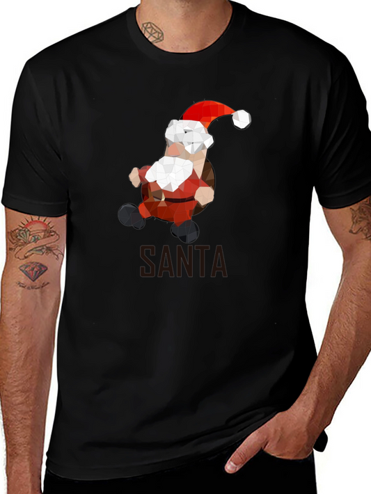 Geometric Santa T-Shirt - Holiday Style