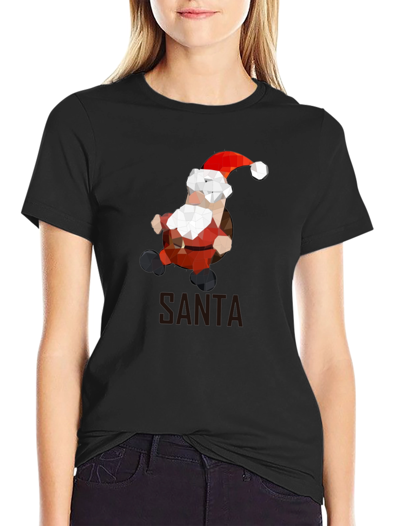 Geometric Santa T-Shirt - Holiday Style