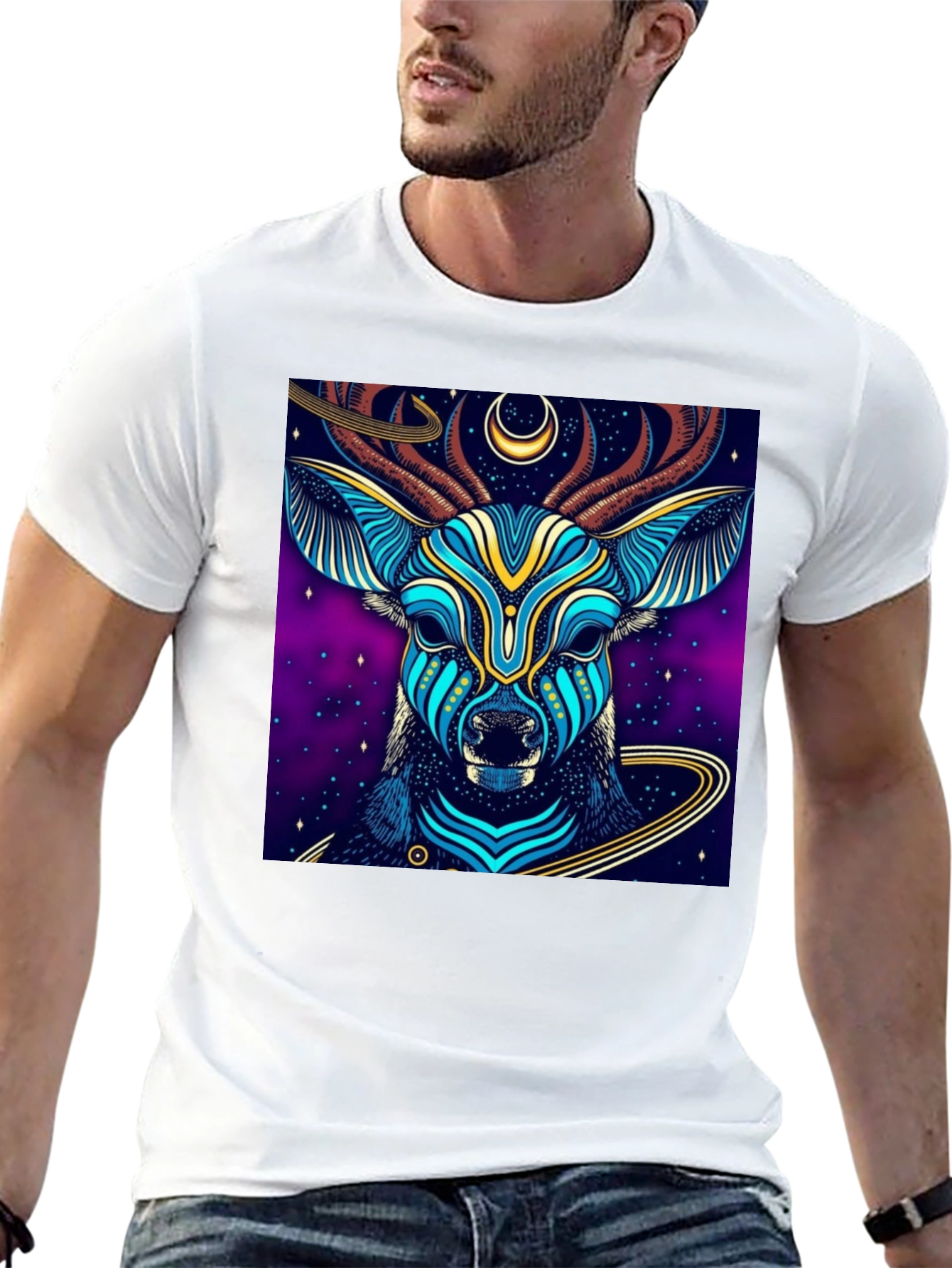 Mystic Deer Graphic Tee - Black