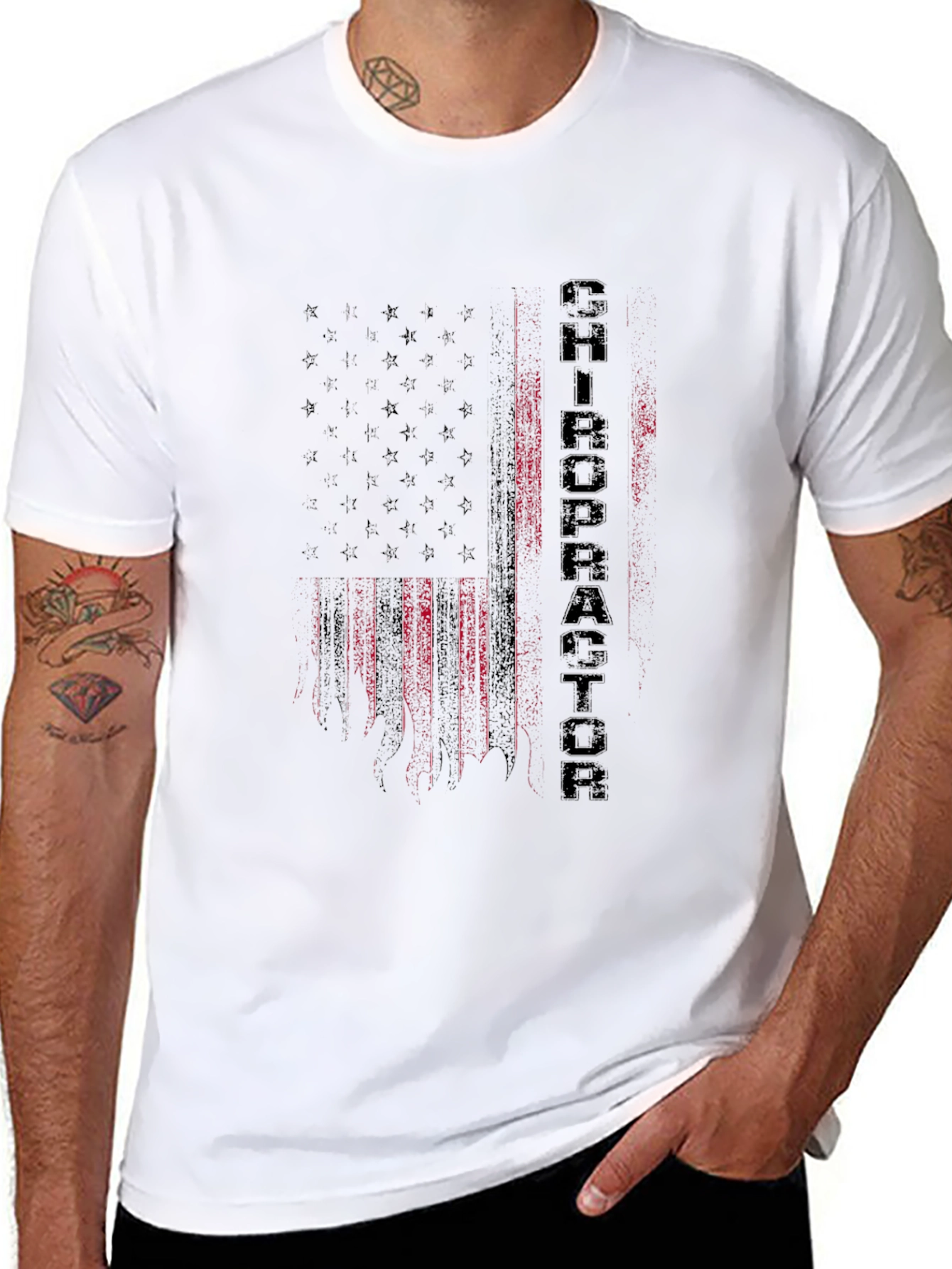 Chiropractor American Flag Graphic Tee