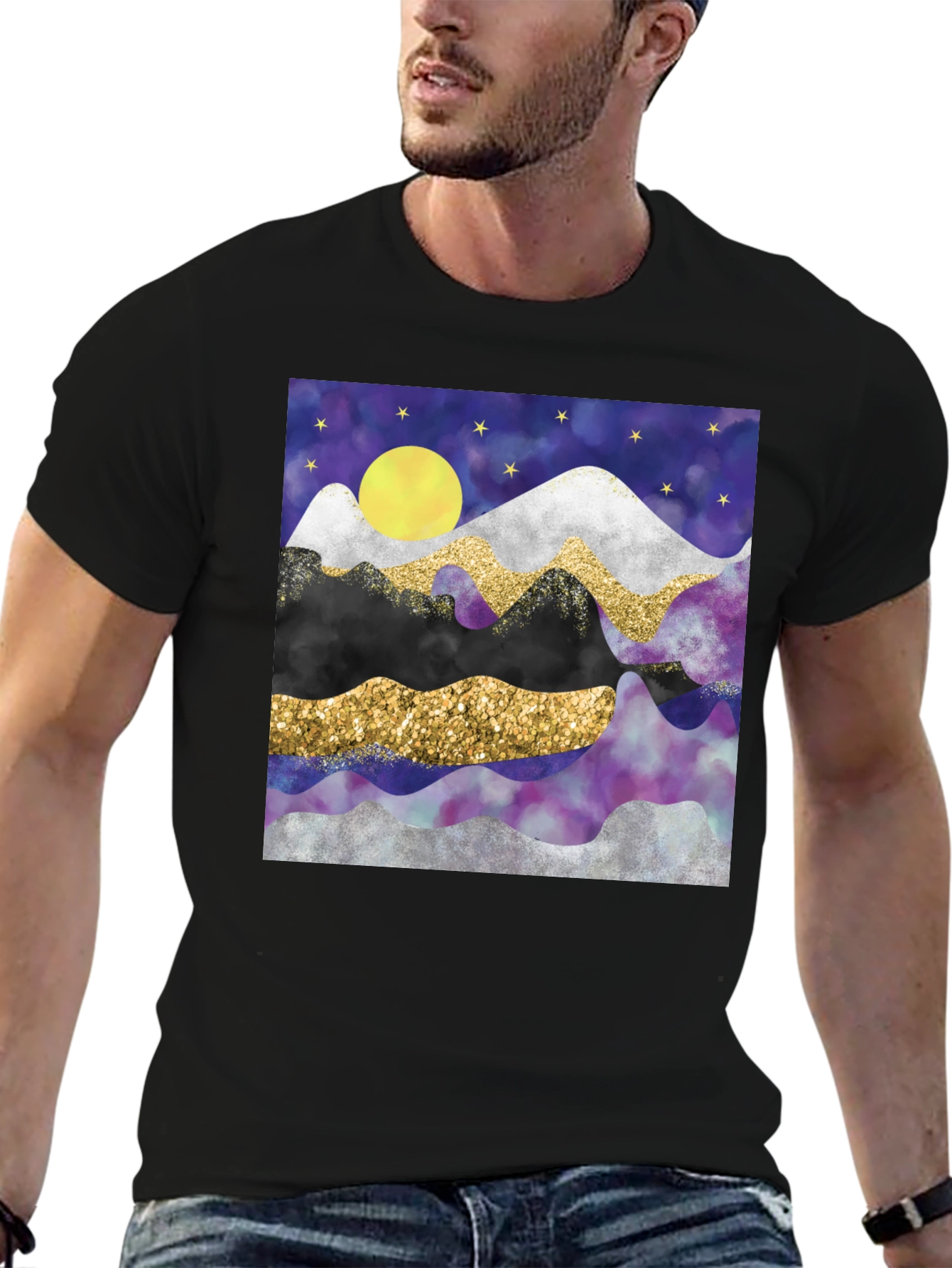 Abstract Mountain & Moon Graphic Tee