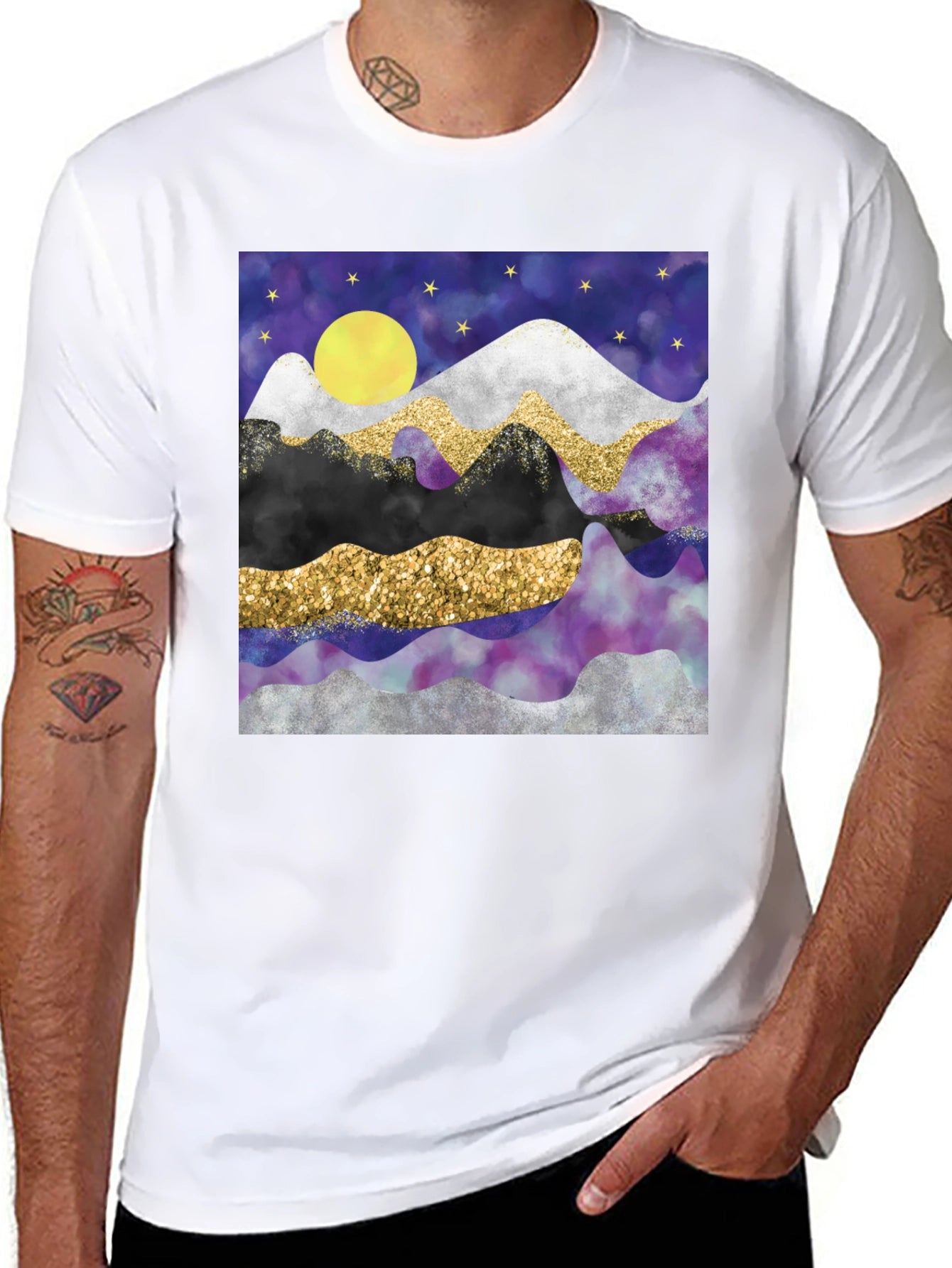 Abstract Mountain & Moon Graphic Tee