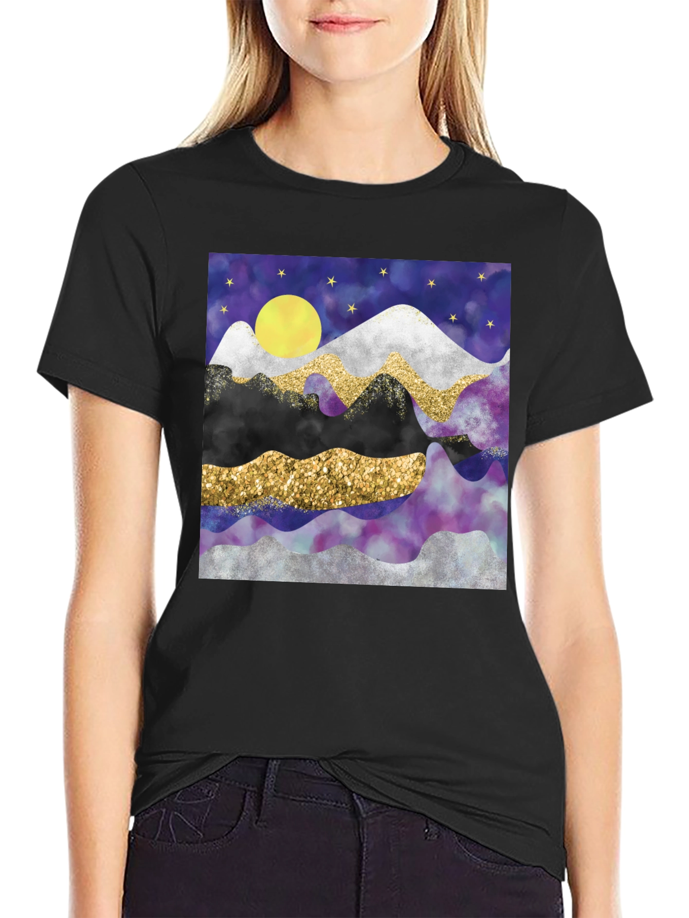 Abstract Mountain & Moon Graphic Tee