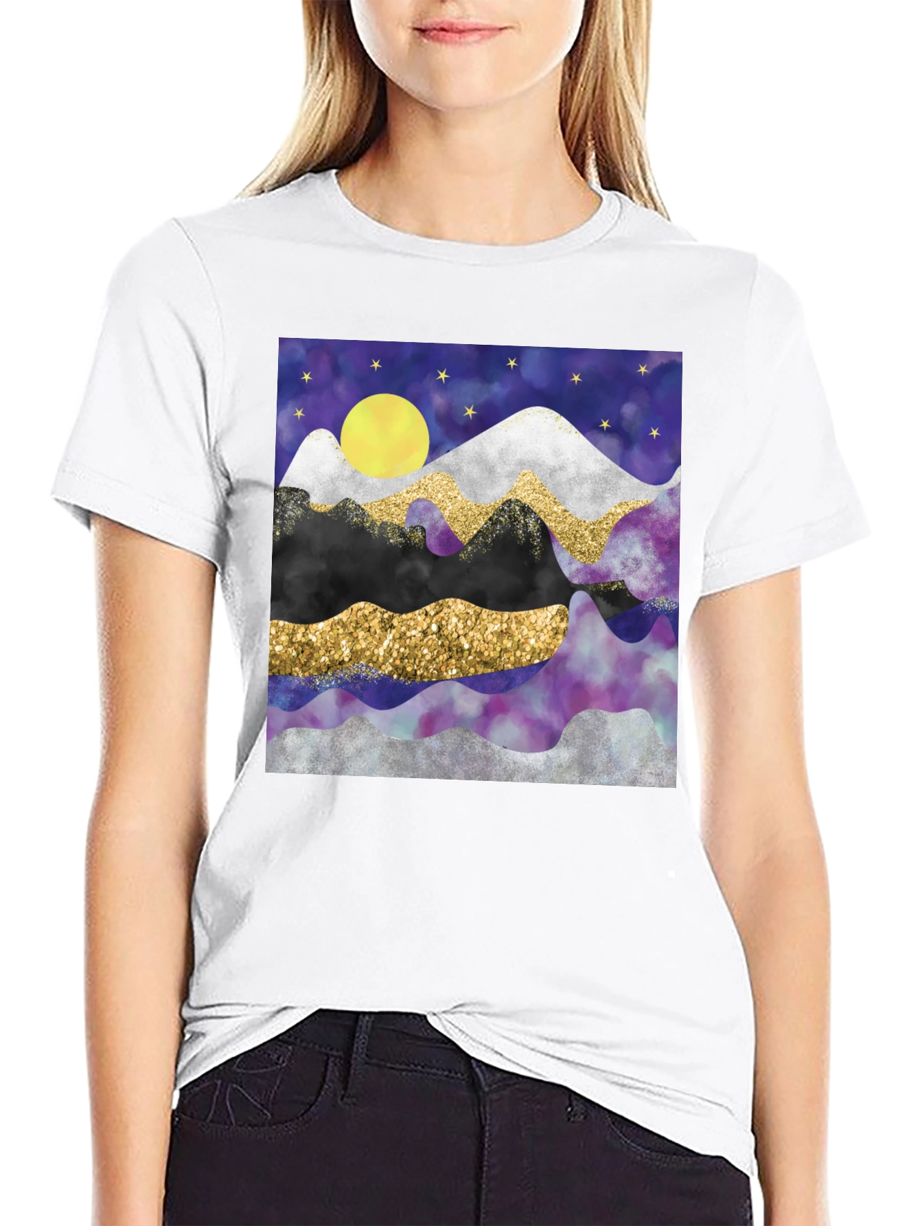 Abstract Mountain & Moon Graphic Tee