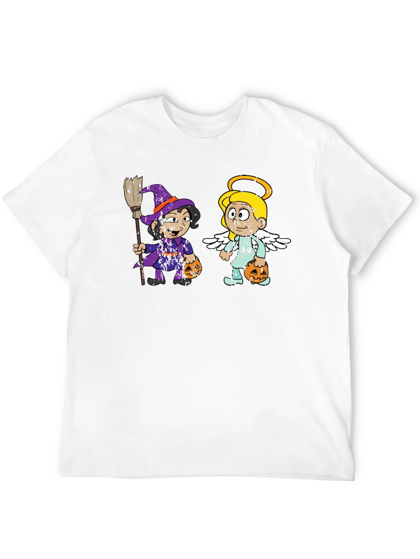 Halloween Cartoon Witch and Angel T-Shirt