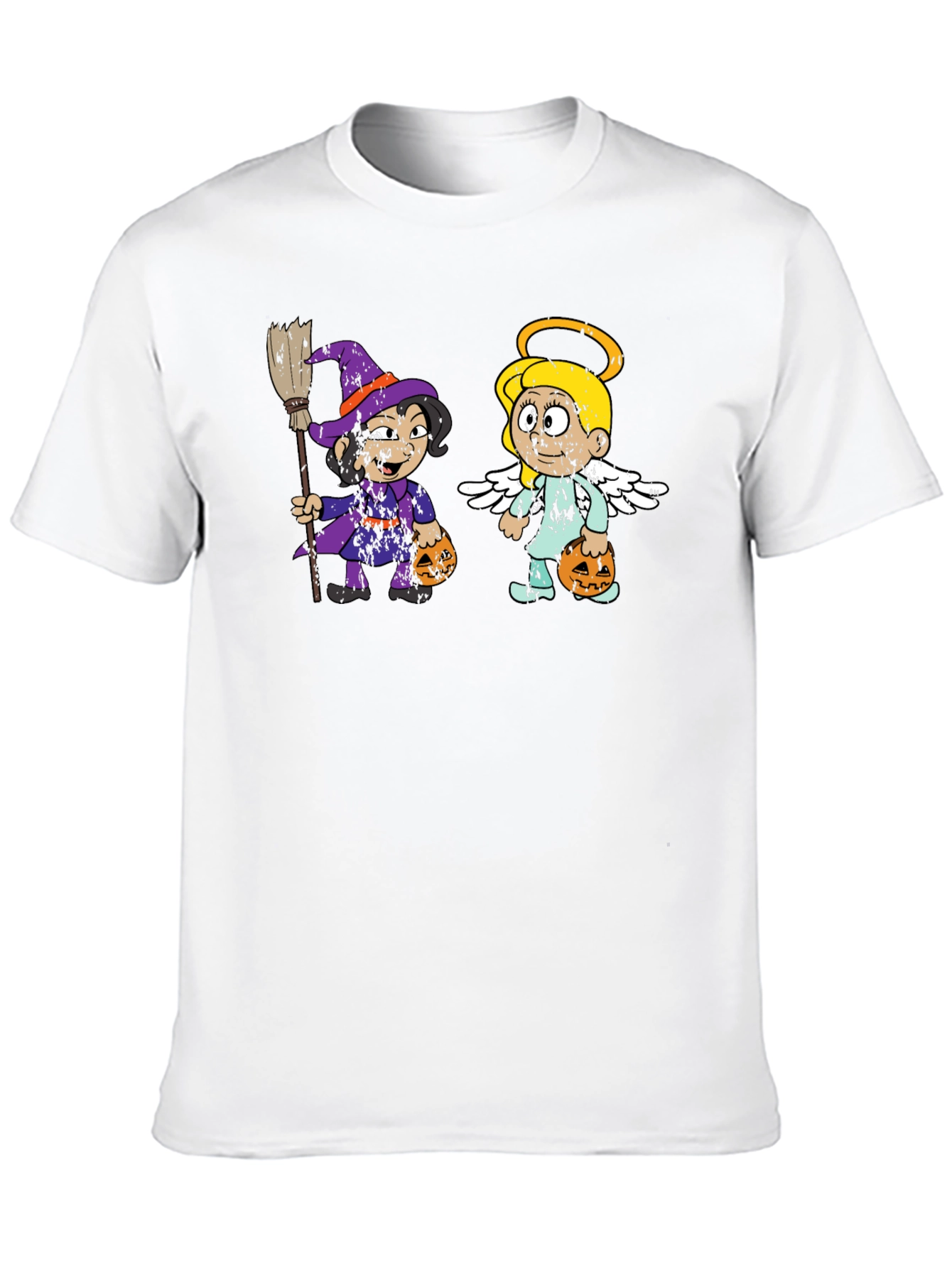 Halloween Cartoon Witch and Angel T-Shirt