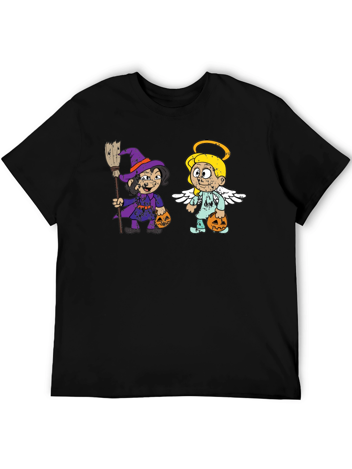 Halloween Cartoon Witch and Angel T-Shirt