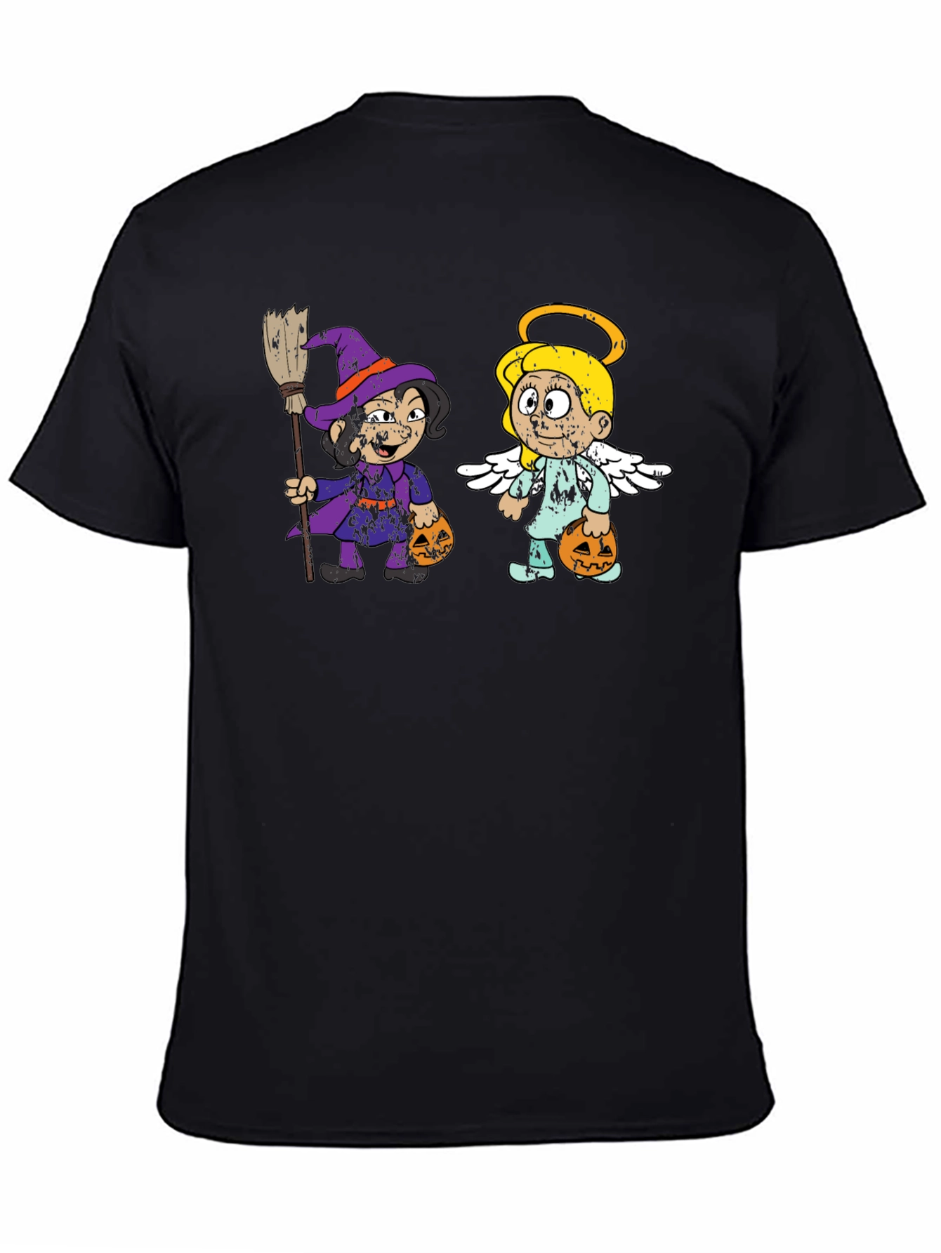 Halloween Cartoon Witch and Angel T-Shirt