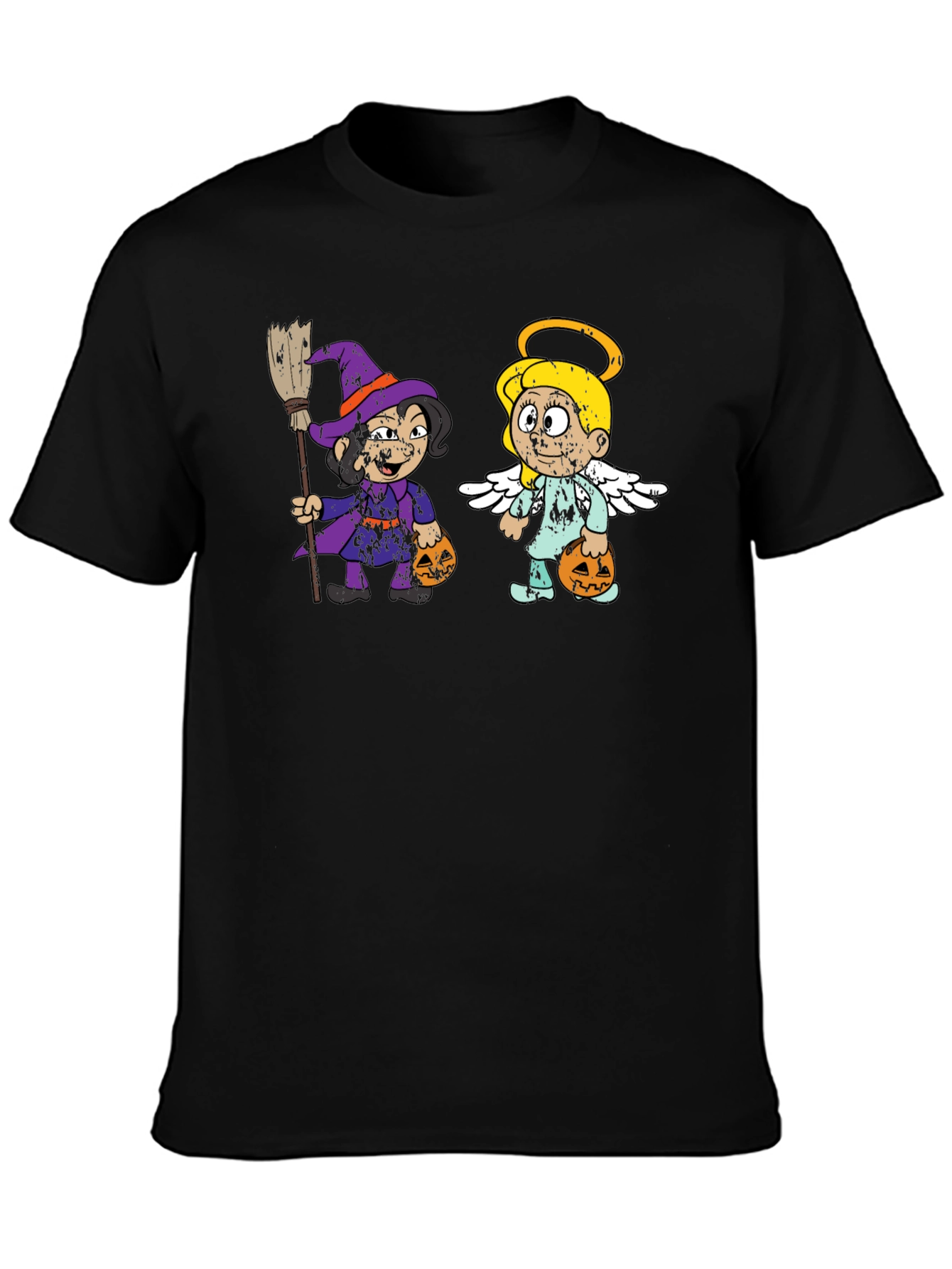 Halloween Cartoon Witch and Angel T-Shirt