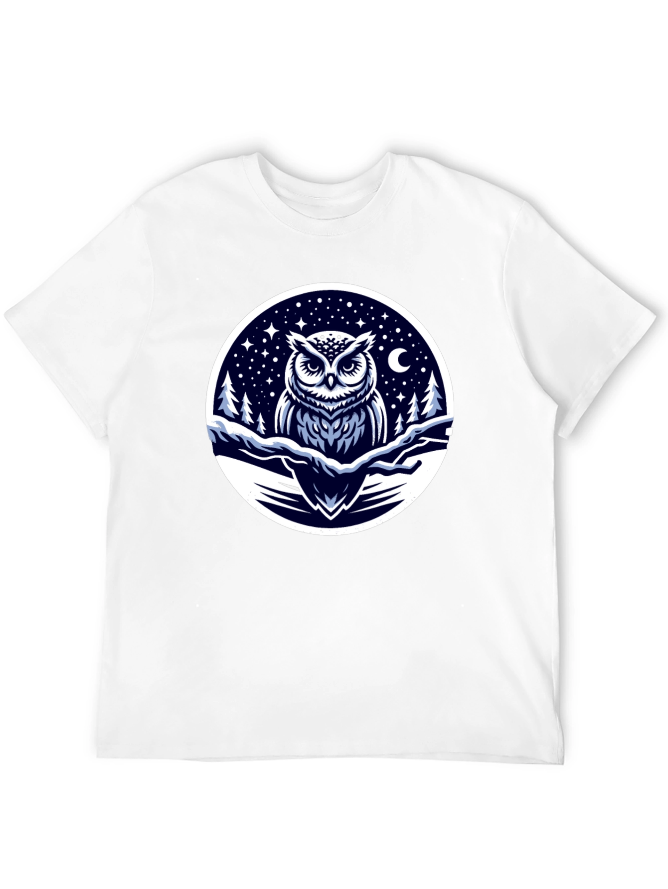 Owl Night Sky Graphic Tee - Black Cotton Blend