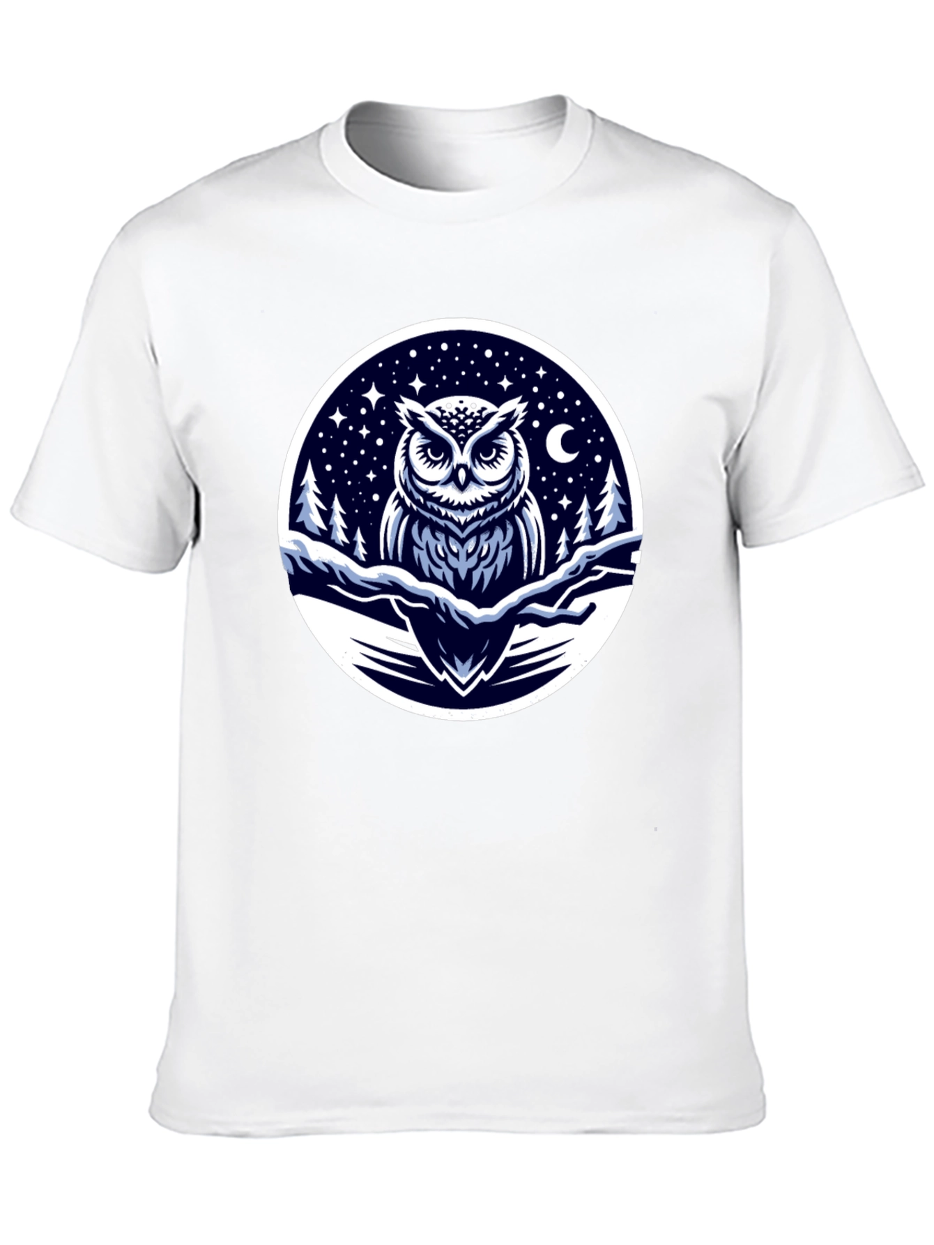 Owl Night Sky Graphic Tee - Black Cotton Blend