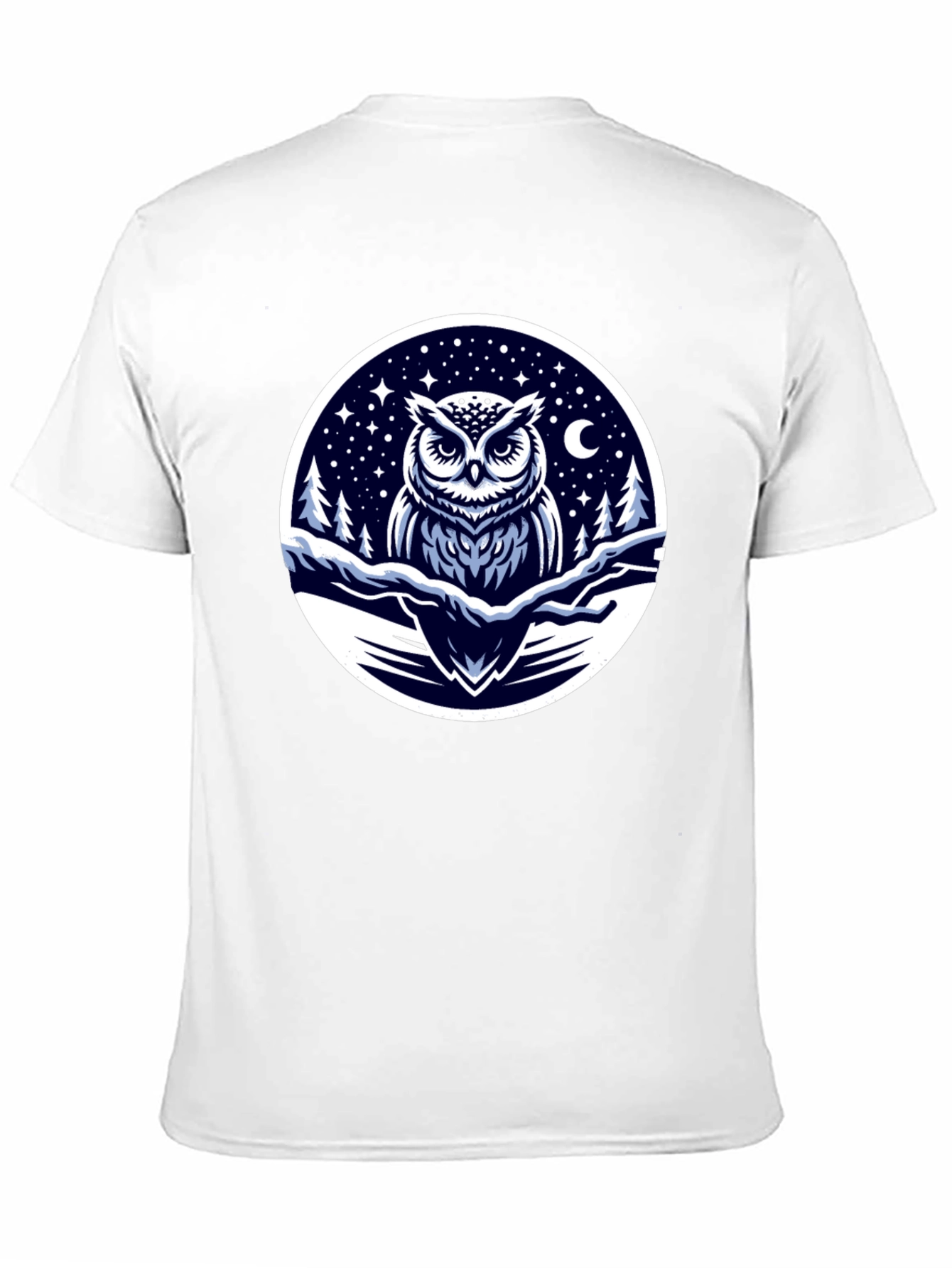 Owl Night Sky Graphic Tee - Black Cotton Blend