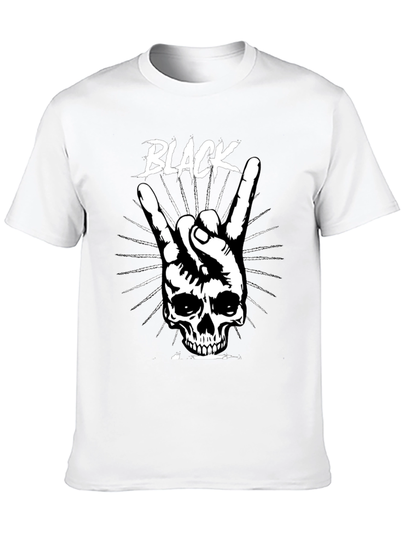 Black Rock On Skull Graphic T-Shirt