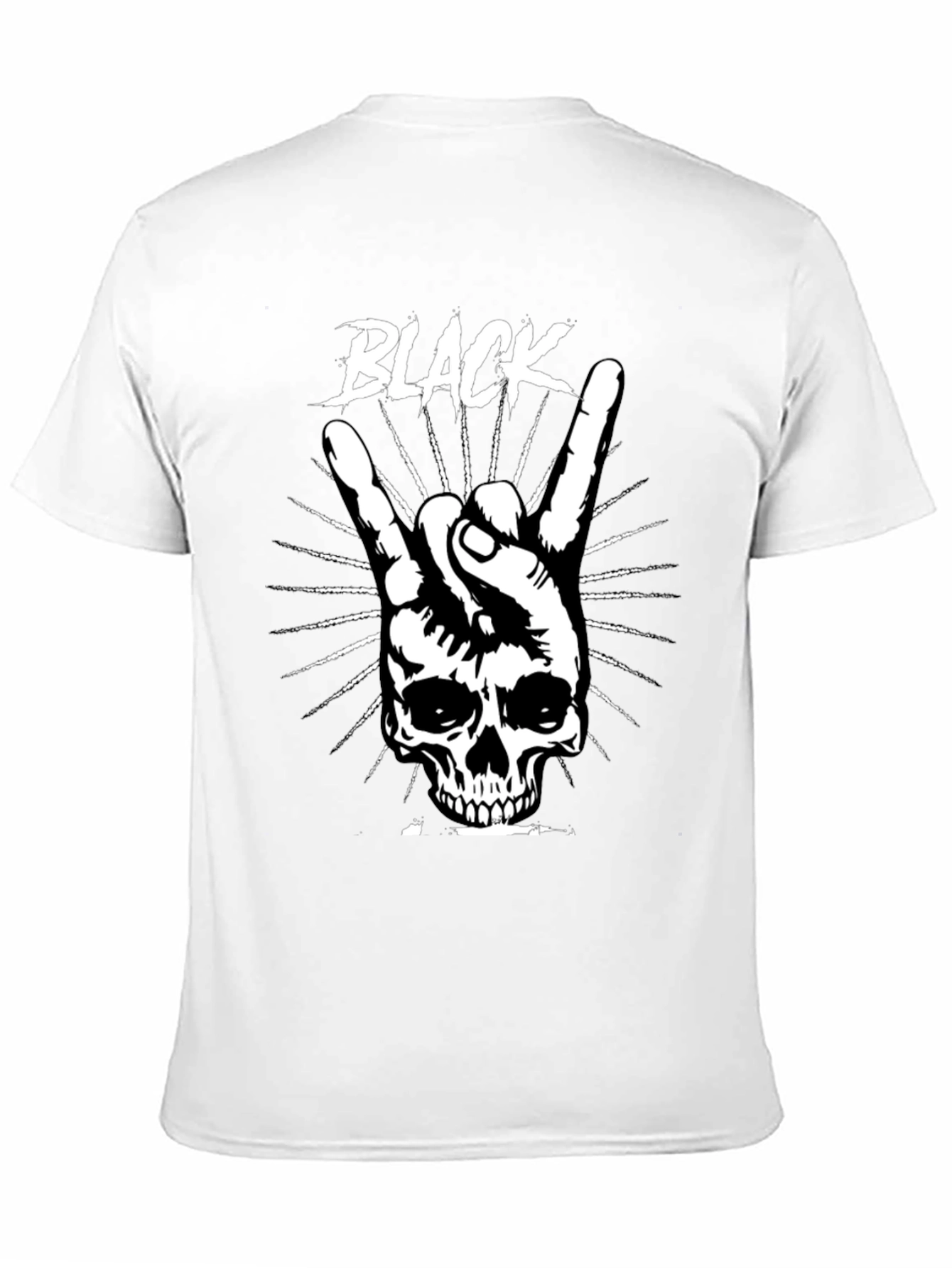 Black Rock On Skull Graphic T-Shirt