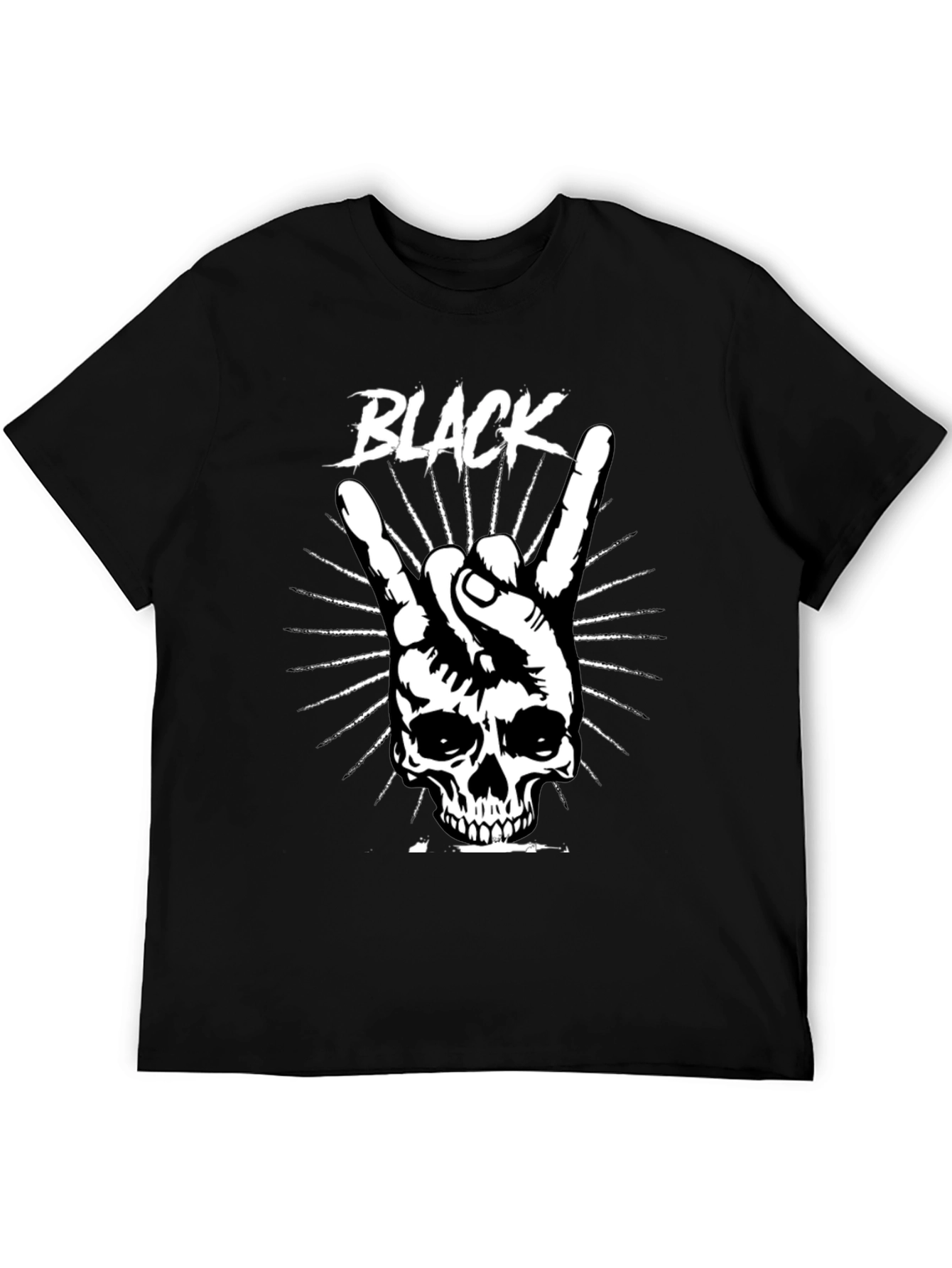 Black Rock On Skull Graphic T-Shirt